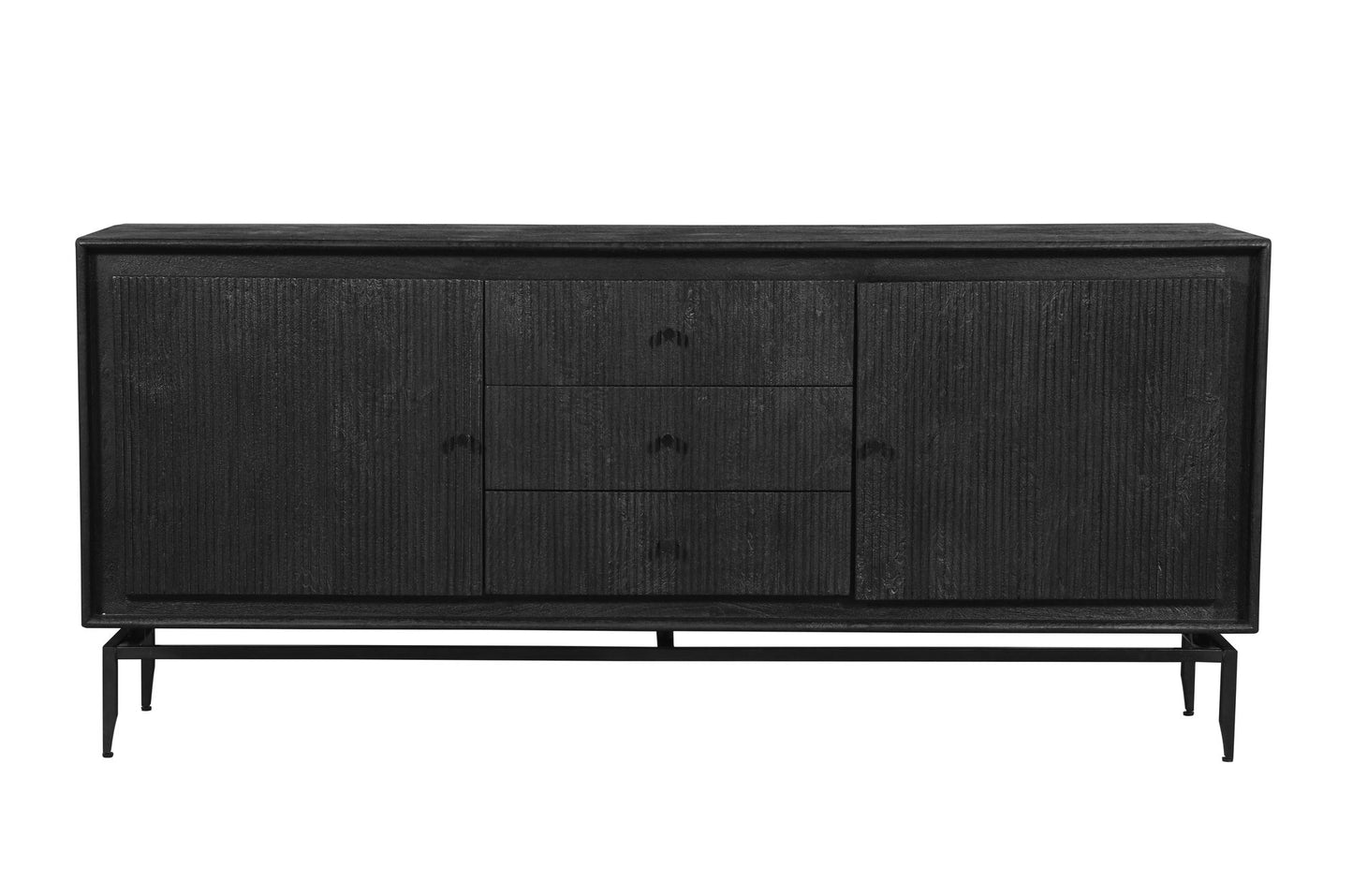 Camilo 69" Wide 3 Door Black Wood Sideboard
