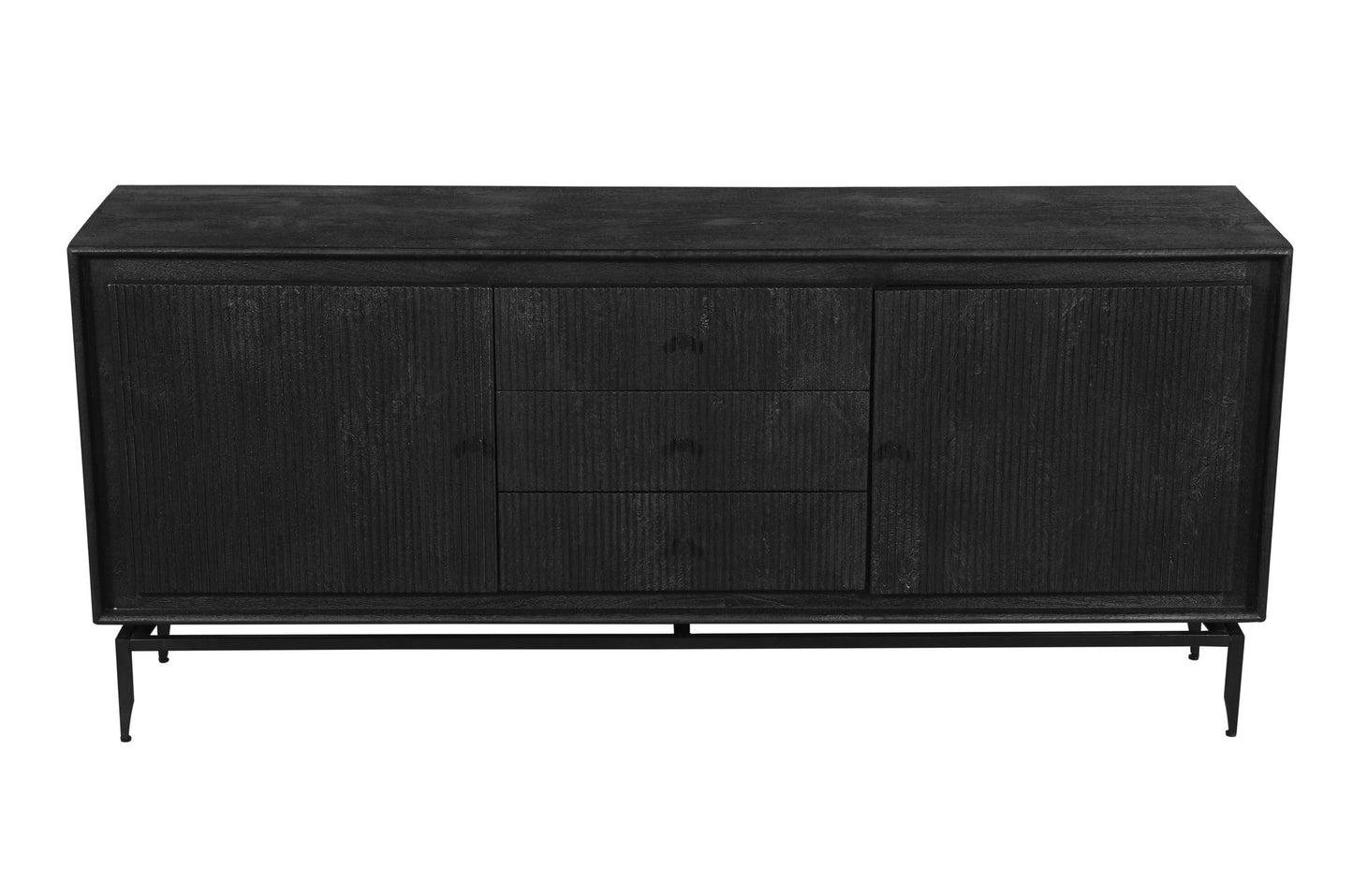 Camilo 69" Wide 3 Door Black Wood Sideboard