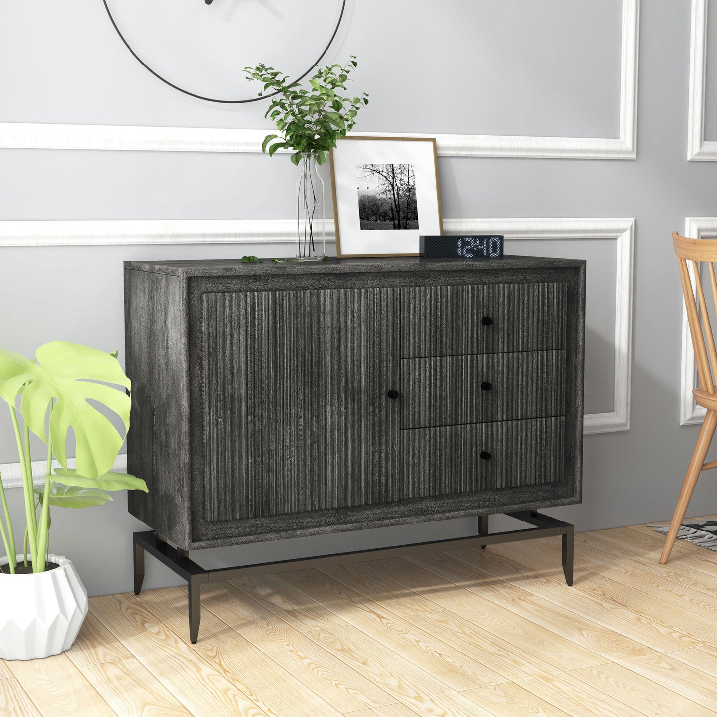 Camilo 3 Drawer Wood Black Accent Cabinet