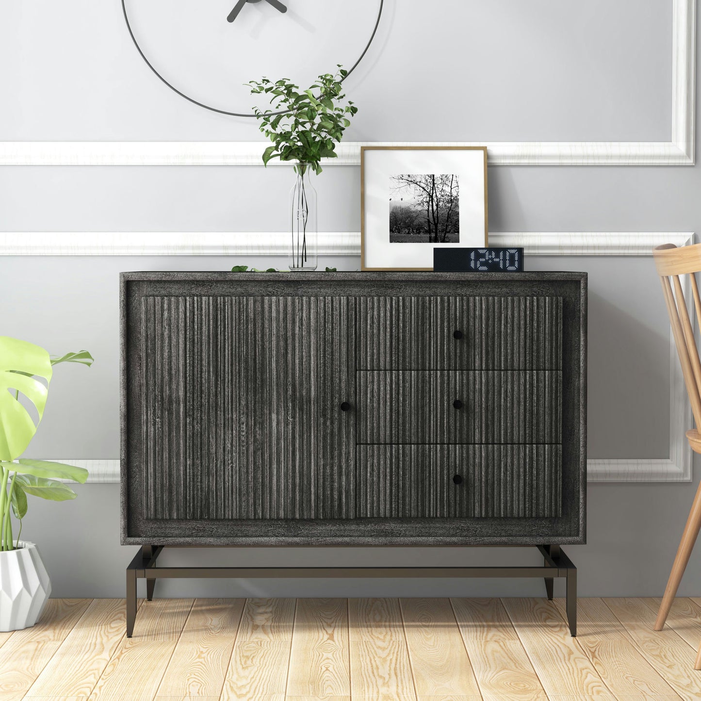 Camilo 3 Drawer Wood Black Accent Cabinet