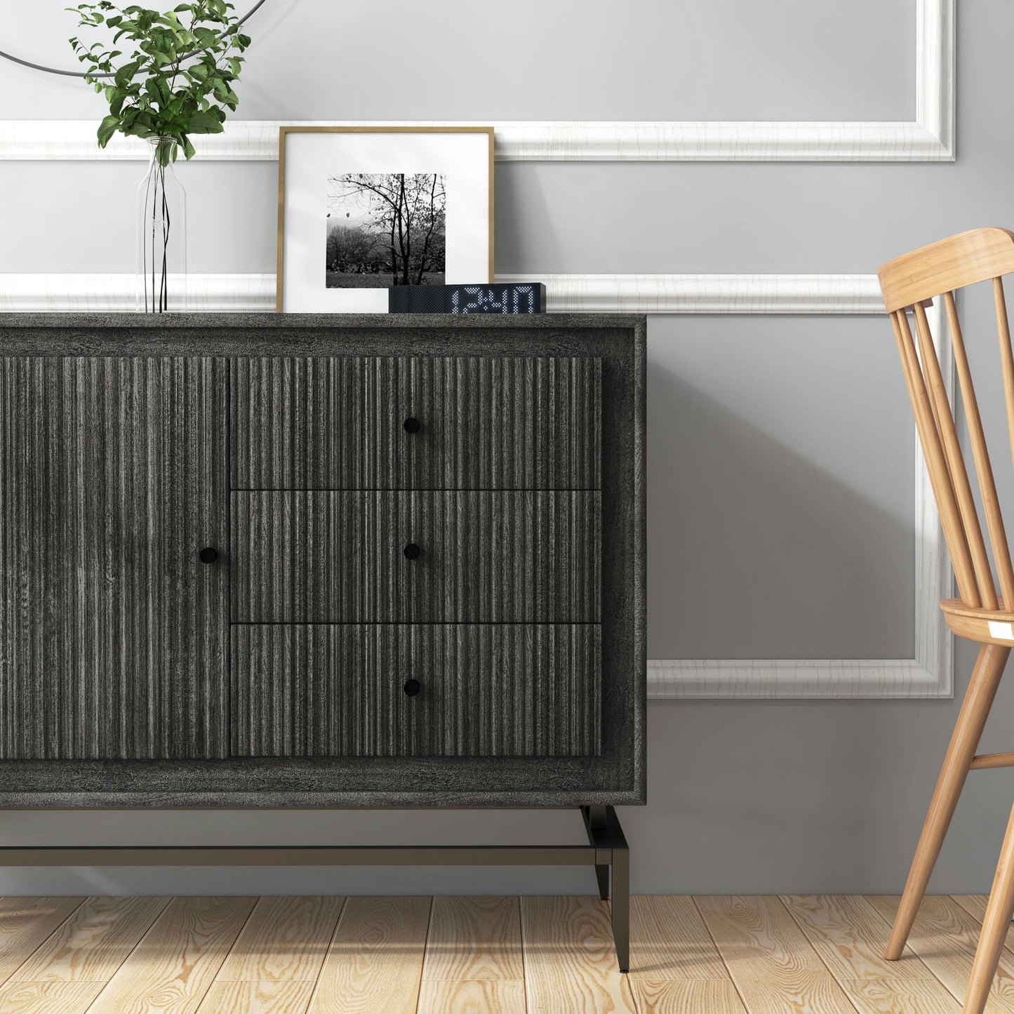 Camilo 3 Drawer Wood Black Accent Cabinet