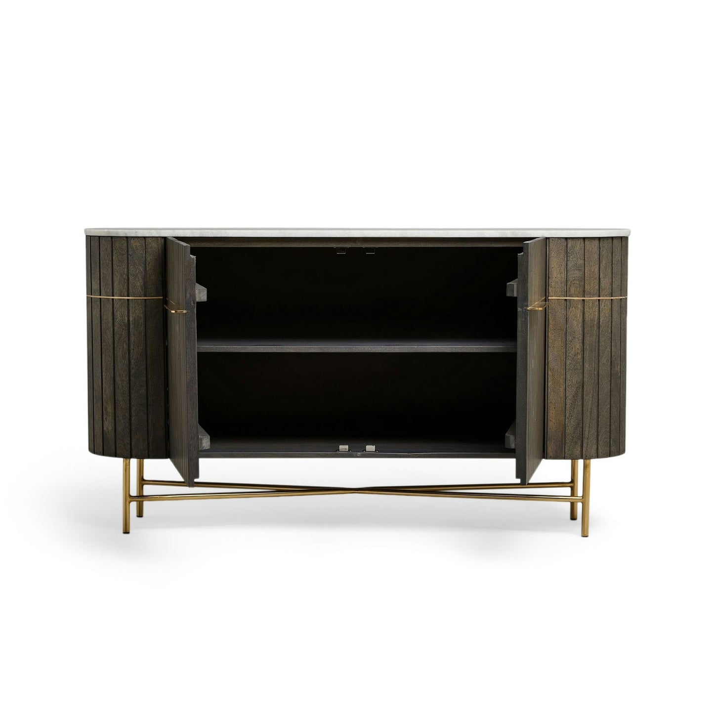Lenox 56" Wide Wood And Stone Sideboard