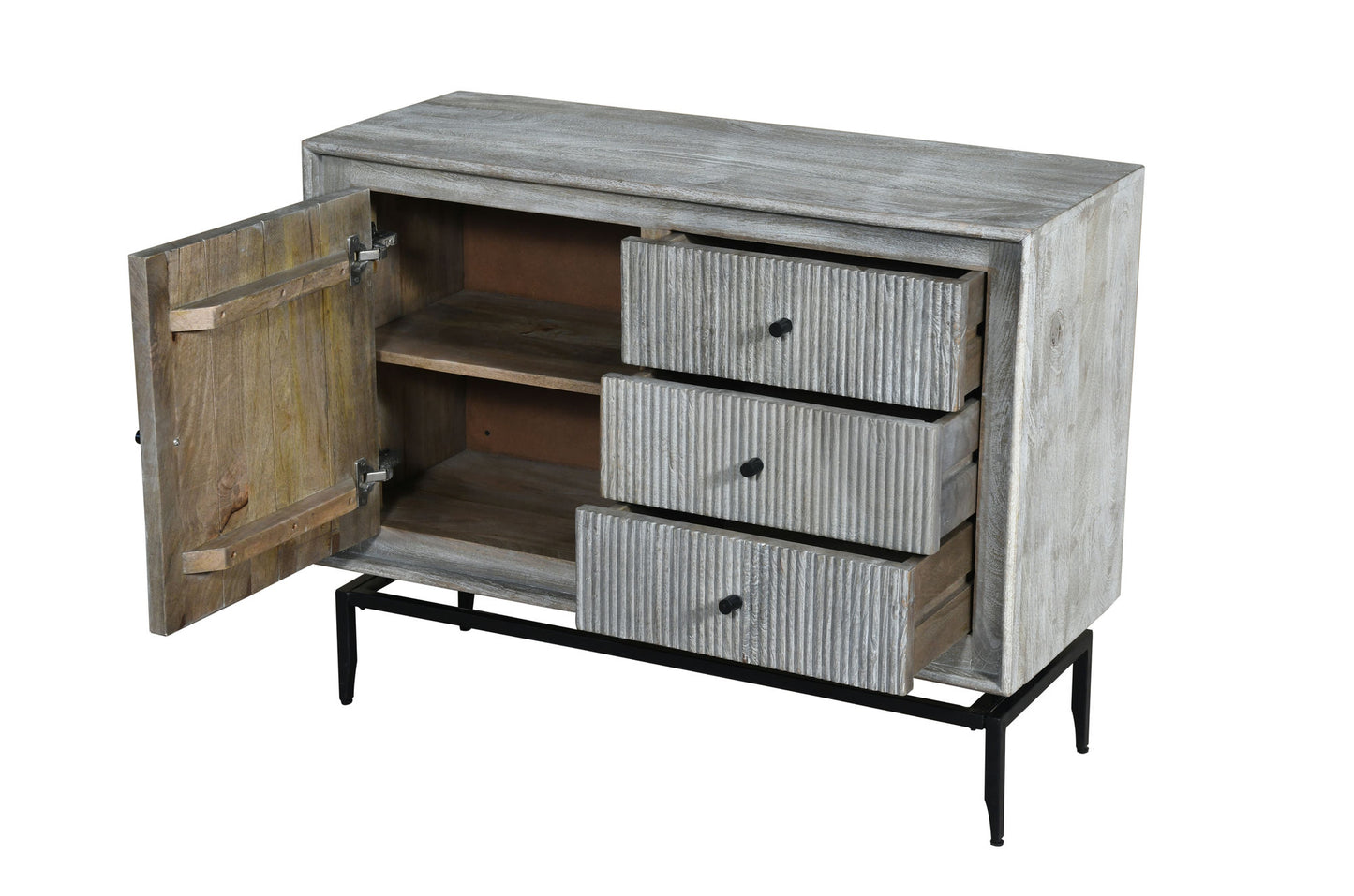 Camilo 3 Drawer Wood Gray Accent Cabinet