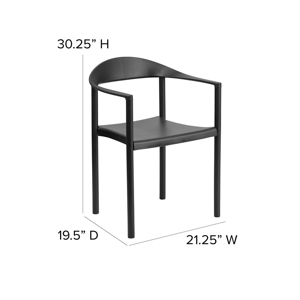 1000 lb. Capacity Black Plastic Cafe Stack Chair
