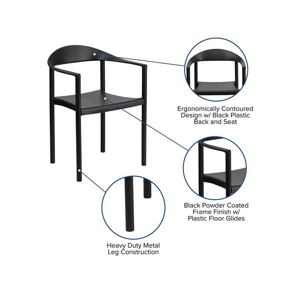1000 lb. Capacity Black Plastic Cafe Stack Chair