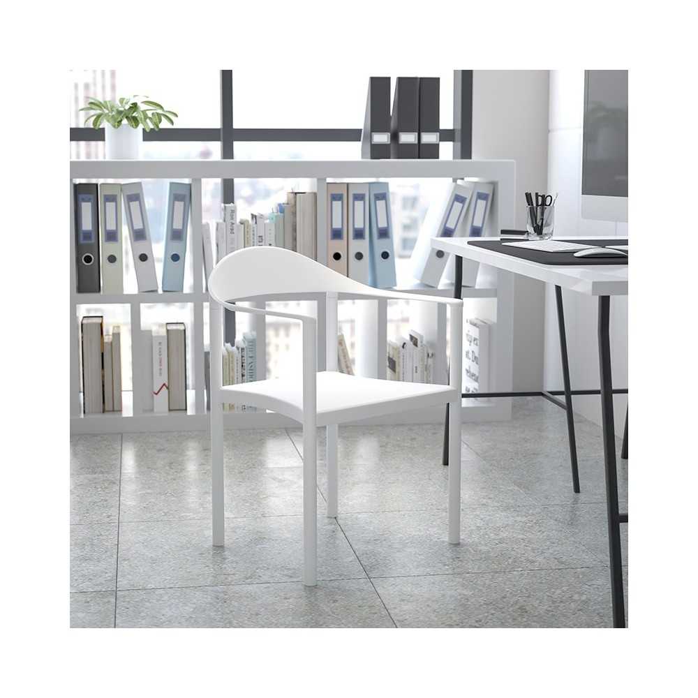 1000 lb. Capacity White Plastic Cafe Stack Chair