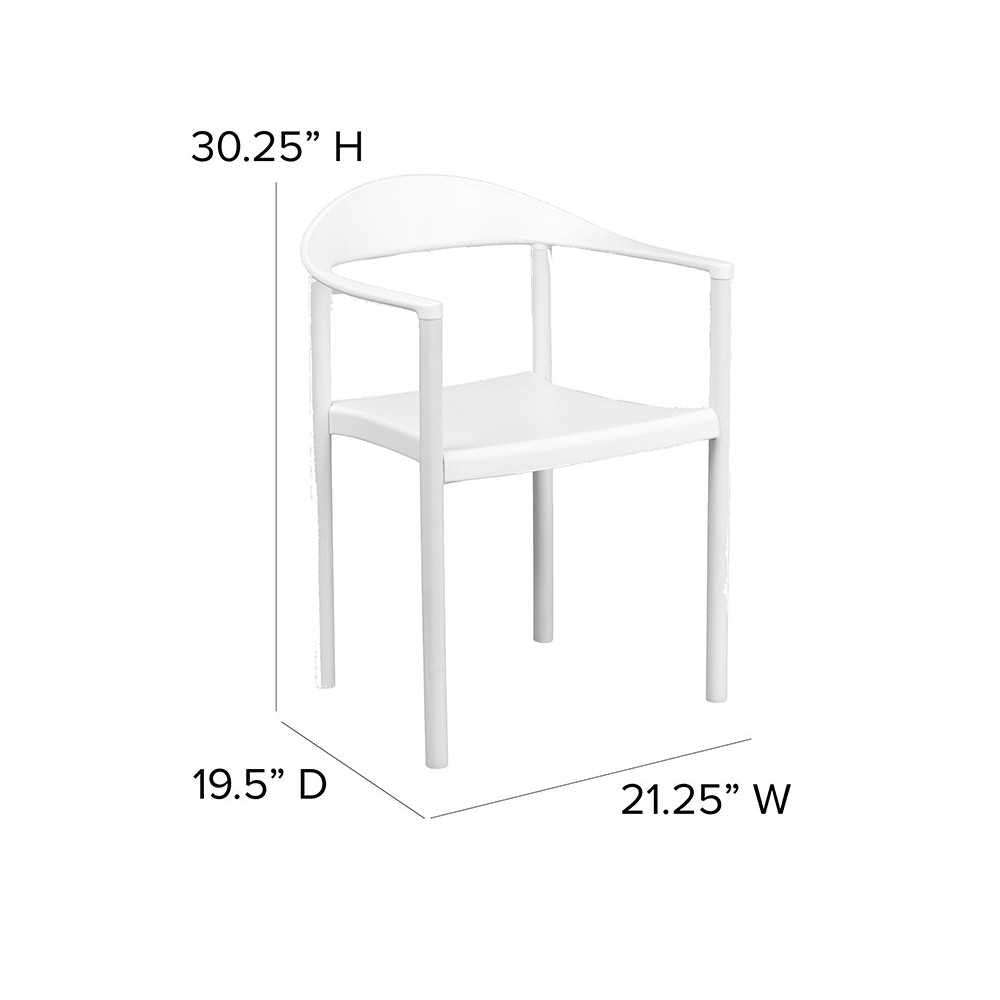 1000 lb. Capacity White Plastic Cafe Stack Chair