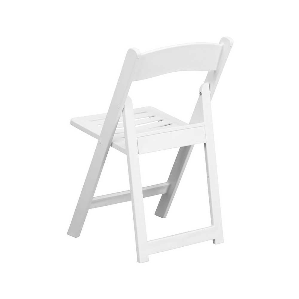 1000 lb. Capacity White Resin Folding Chair with Slatted Seat