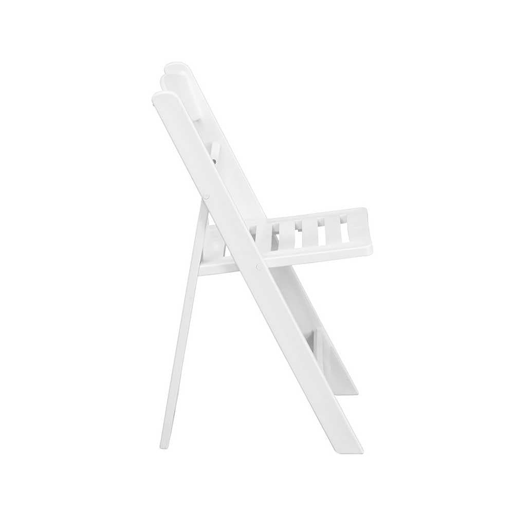 1000 lb. Capacity White Resin Folding Chair with Slatted Seat