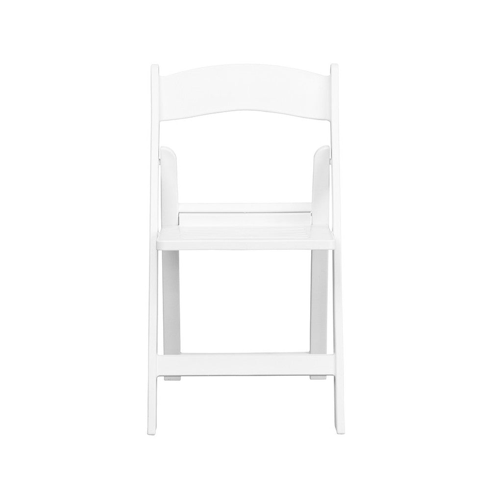 1000 lb. Capacity White Resin Folding Chair with Slatted Seat