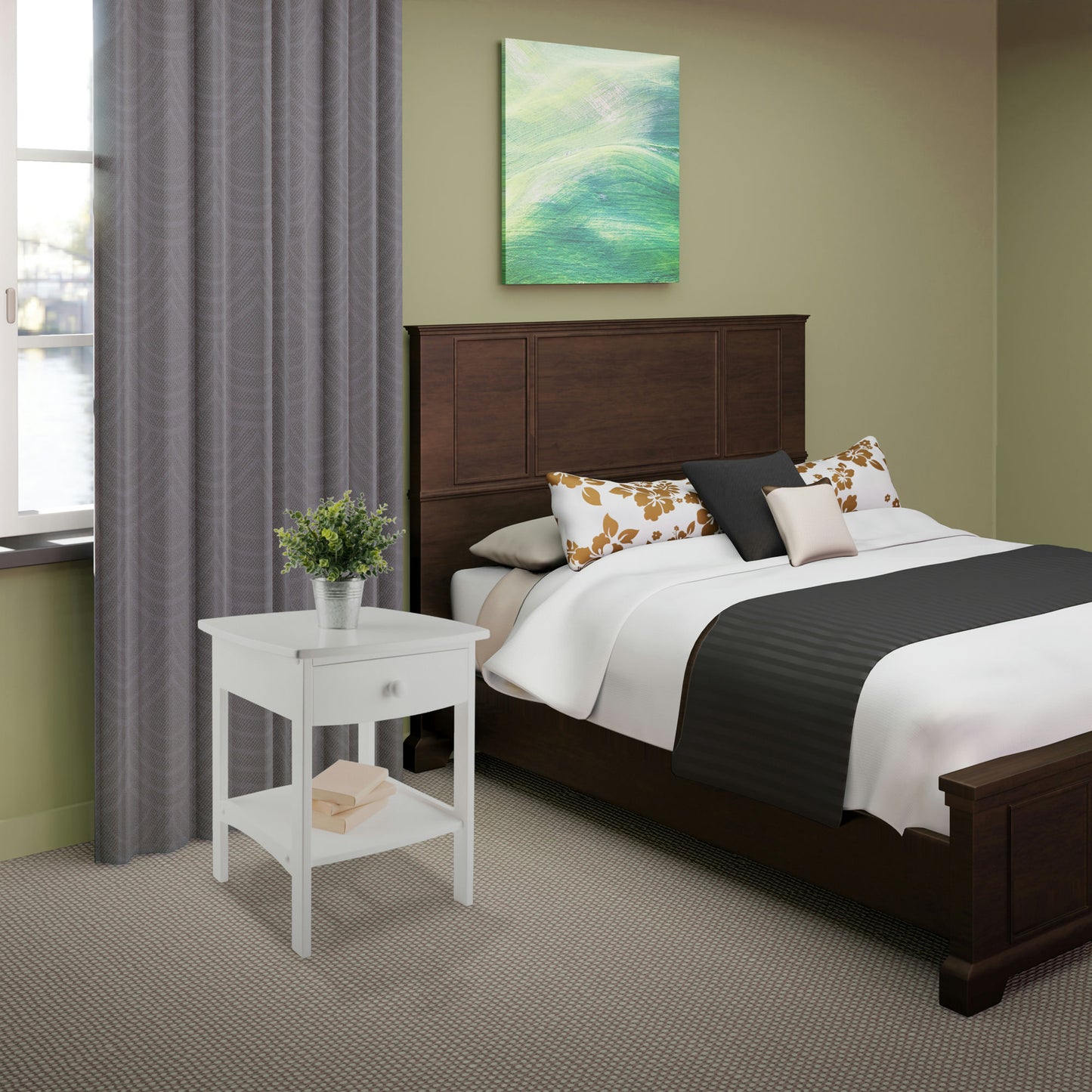Claire Curved Accent Table, Nightstand, White