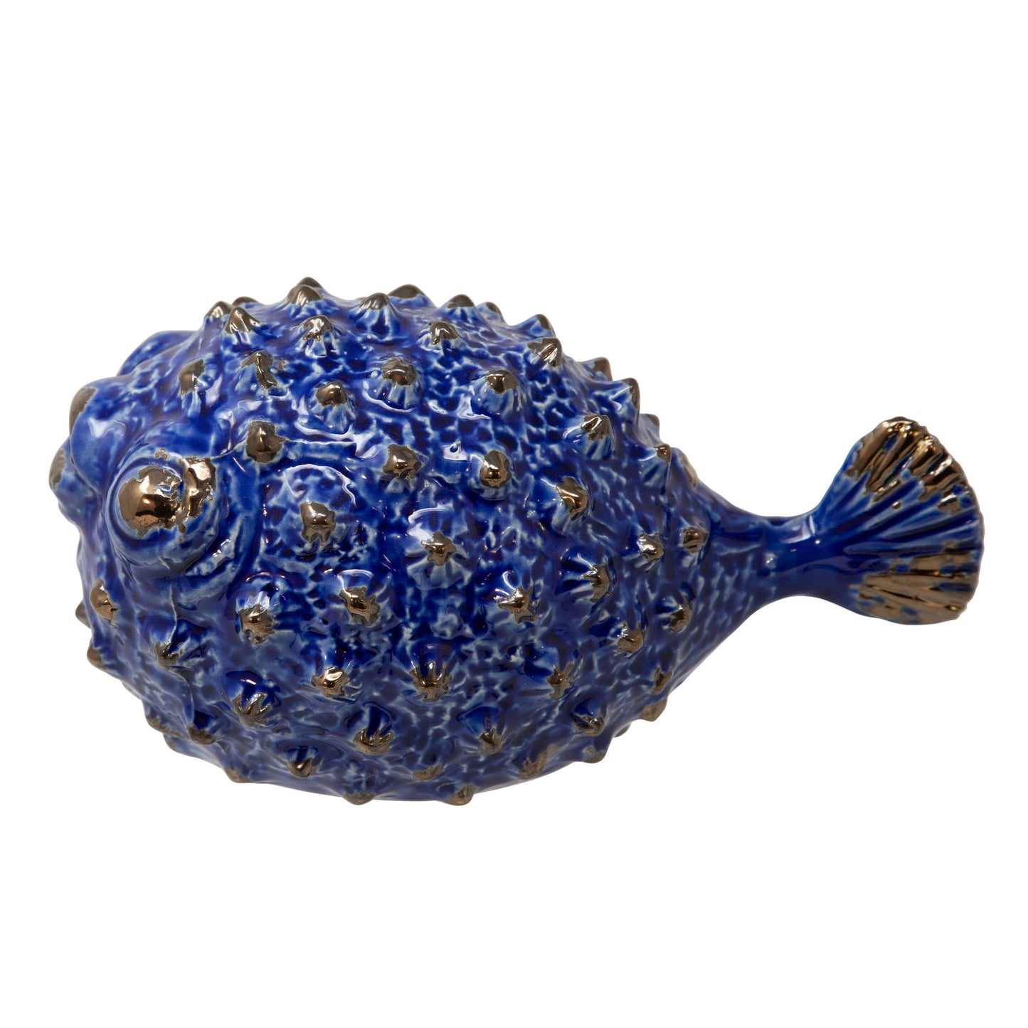 Blue Ceramic Puffer Fish 8"