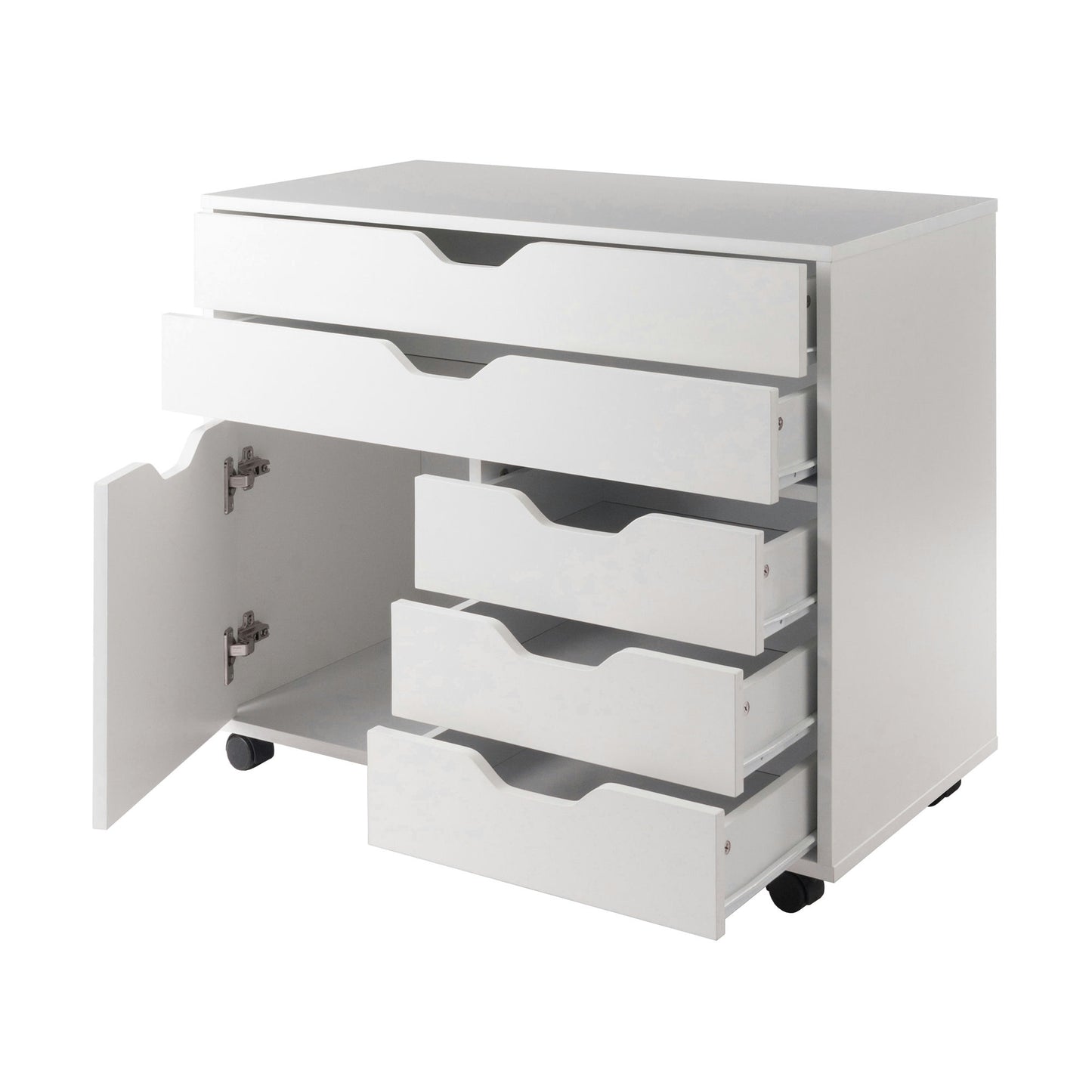 Halifax Wide Storage Cabinet, 3-Small and 2-Wide Drawers, White