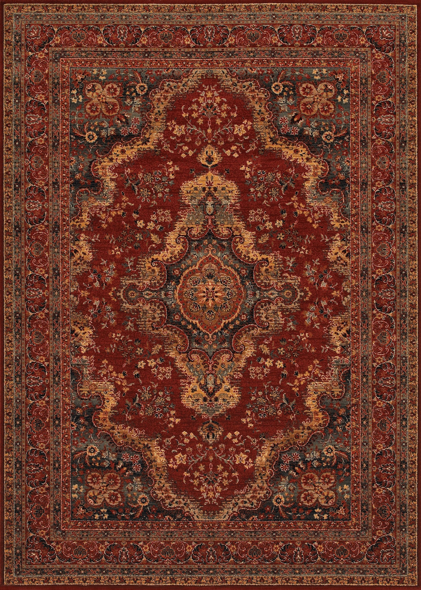 Couristan Old World Classic Kerman Medallion Burgundy Rug 5'3" x 7'6"