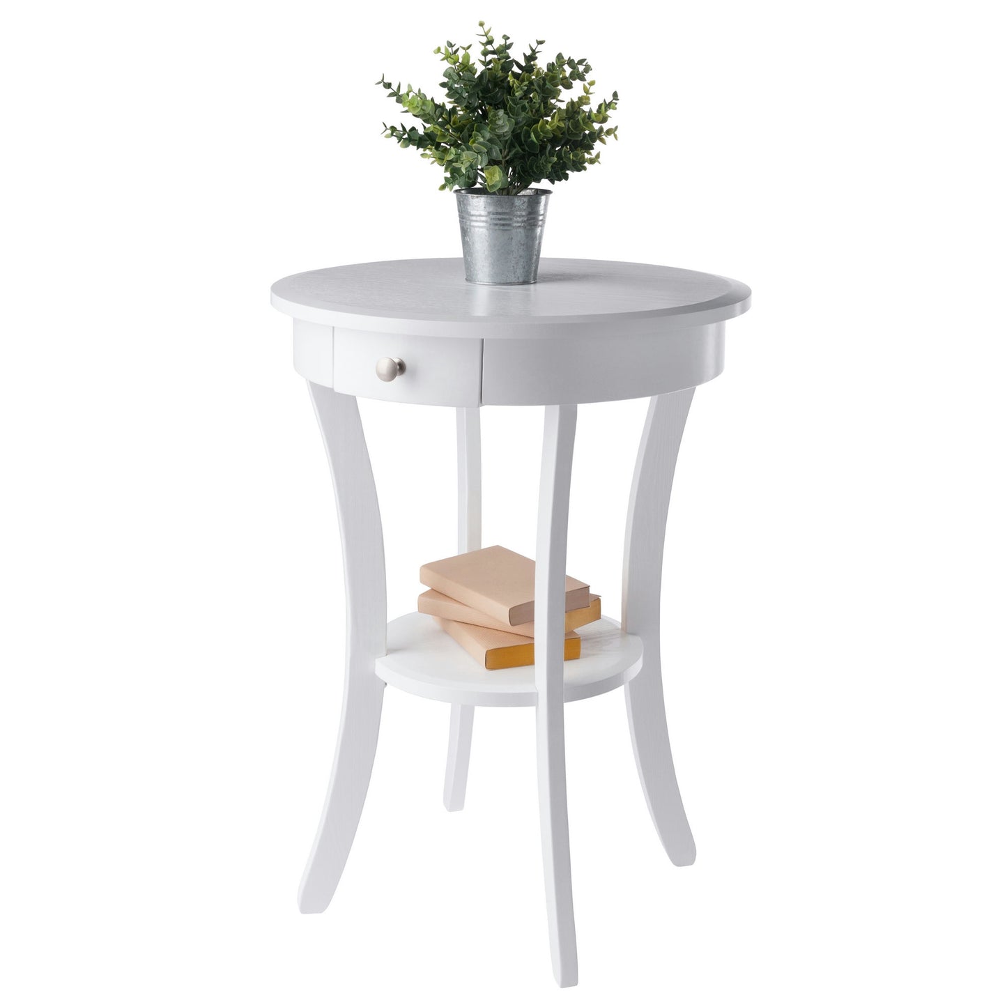 Sasha Round Accent Table, White