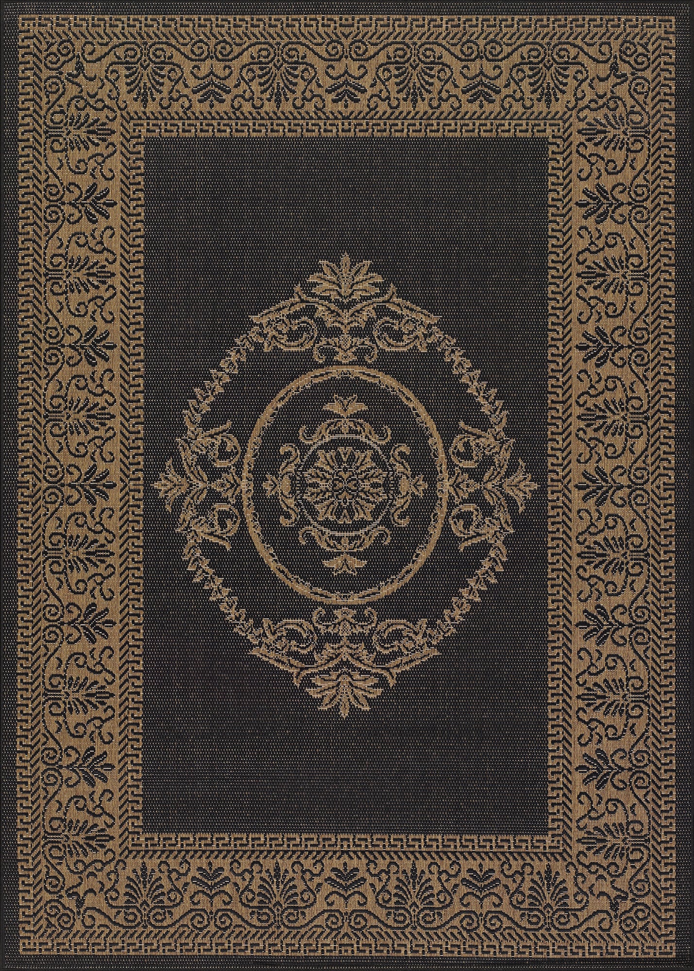 Couristan Recife Antique Medallion Black-Cocoa Square Rug 8'6" x 8'6"