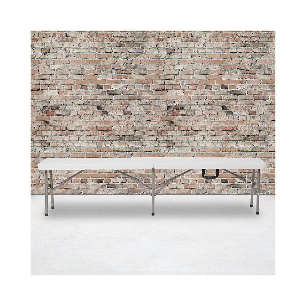11''W x 72"L Bi-Fold Granite White Folding Bench with Carrying Handle