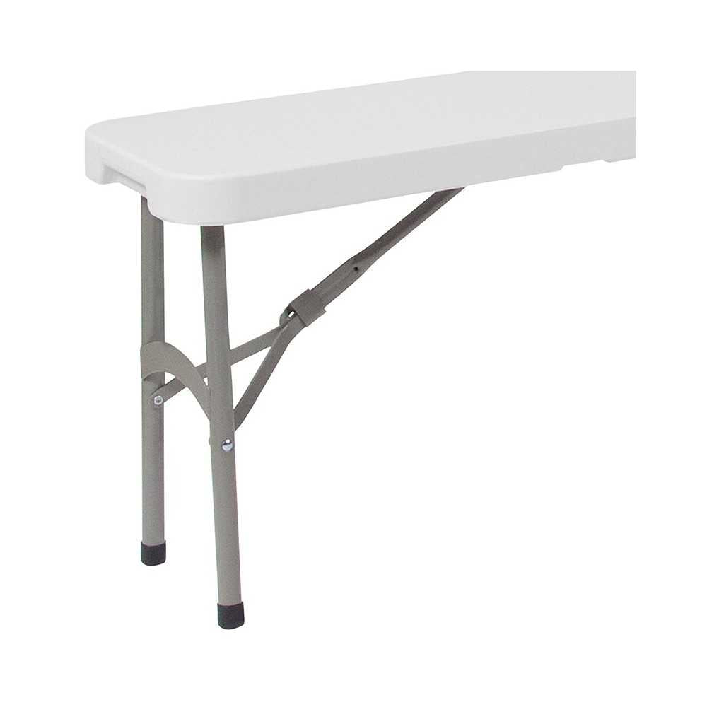 11''W x 72"L Bi-Fold Granite White Folding Bench with Carrying Handle