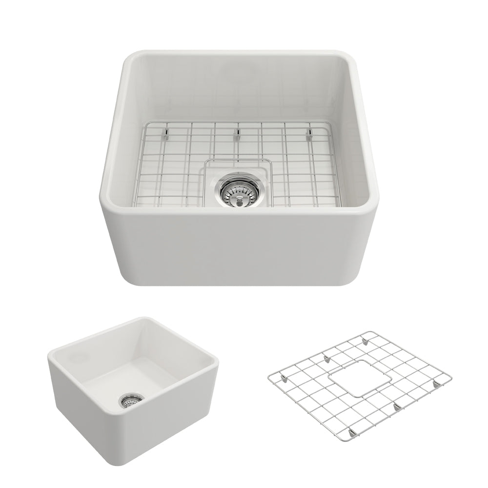 Classico Farmhouse Apron Front Fireclay 20" Single Bowl Kitchen Sink in White