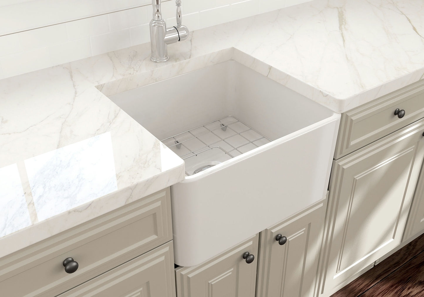 Classico Farmhouse Apron Front Fireclay 20" Single Bowl Kitchen Sink in White
