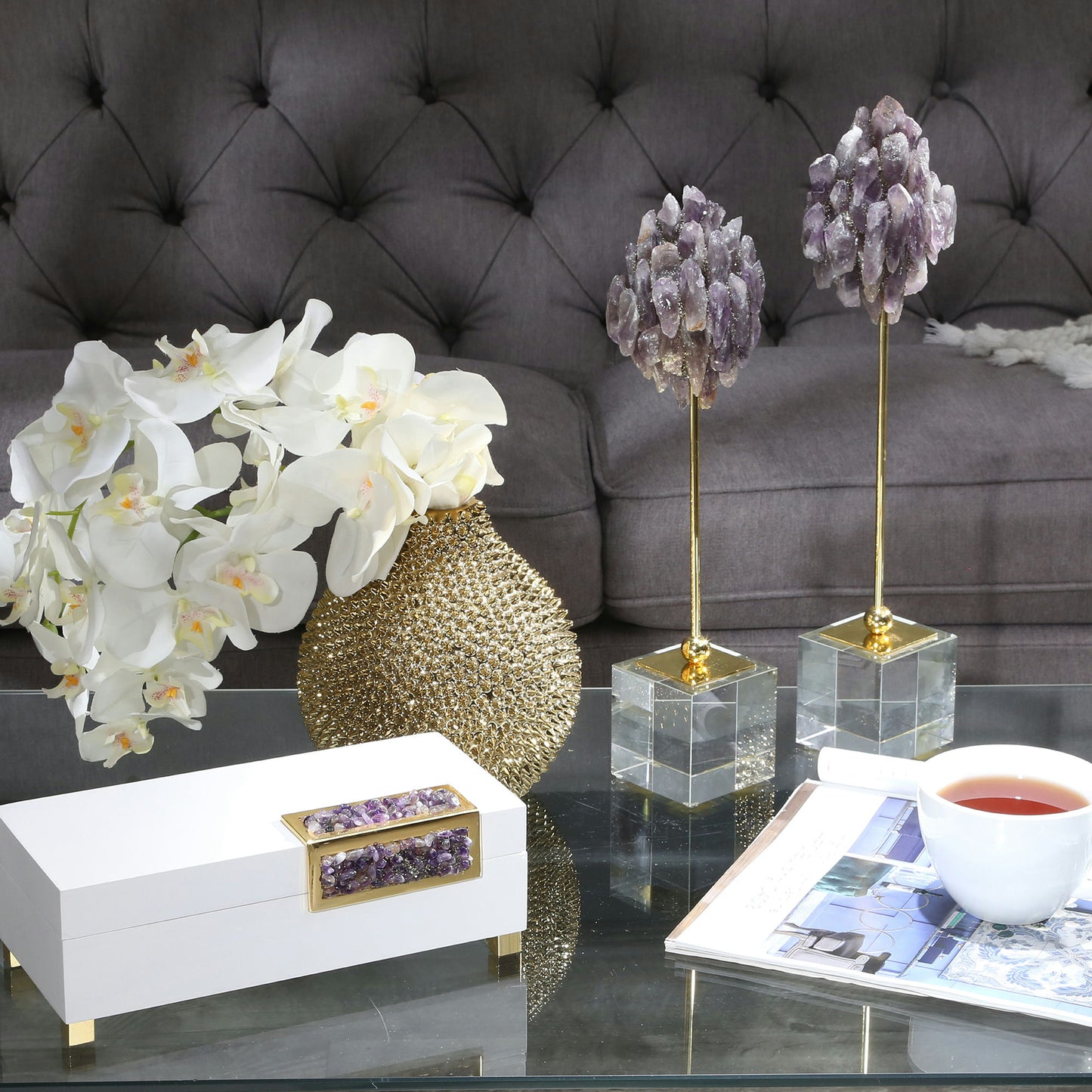 Ec Gold Spiked Ceramic Vase 8"