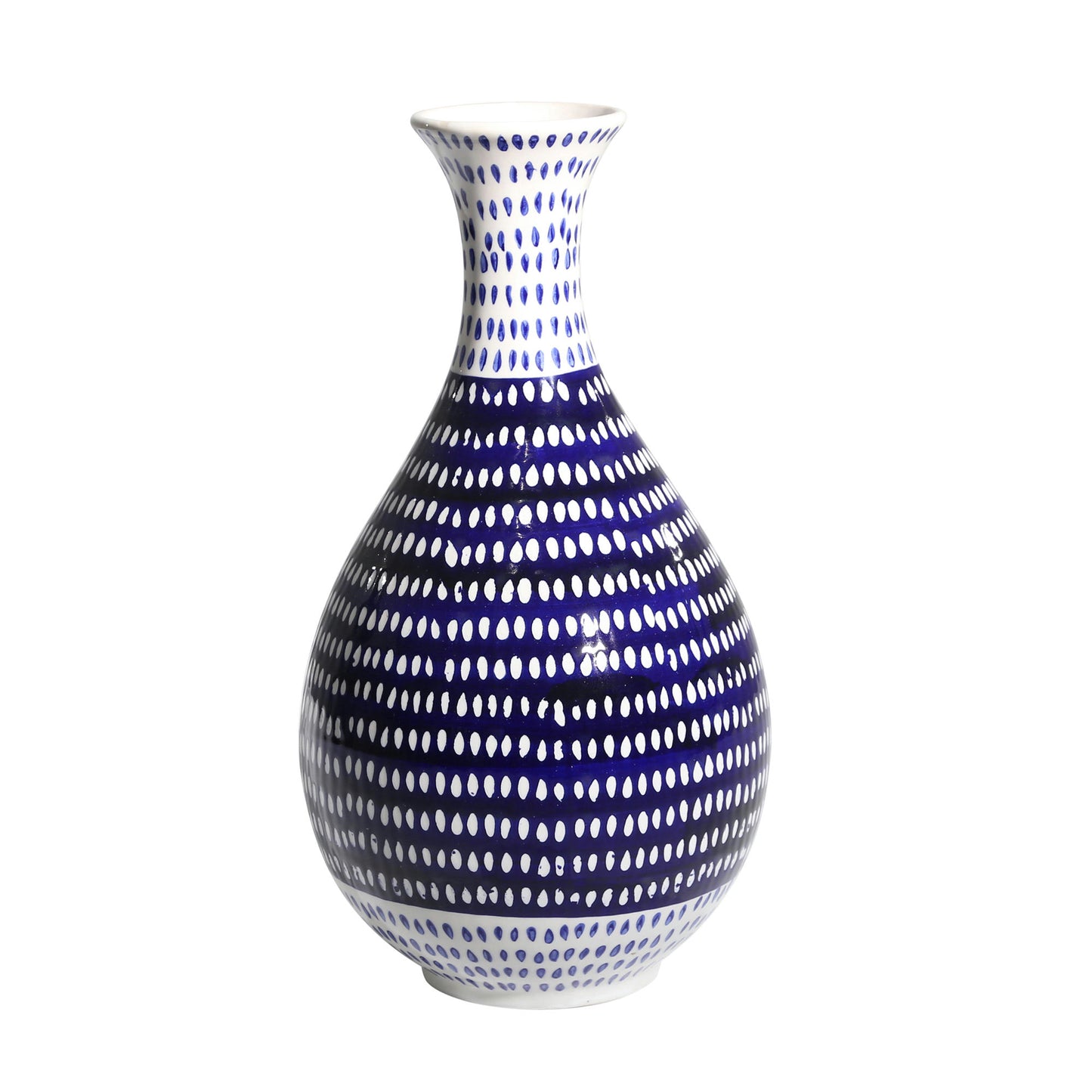 Ec, Blue/white Spotted Vase 12.75"