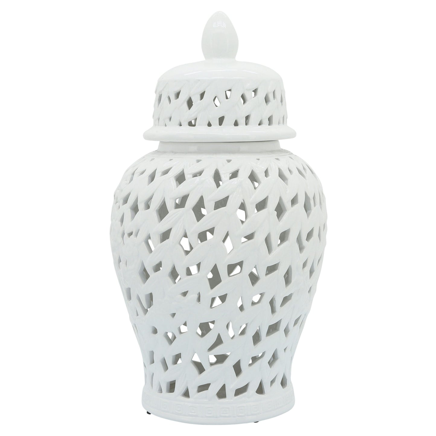 Pierced White Temple Jar 18"