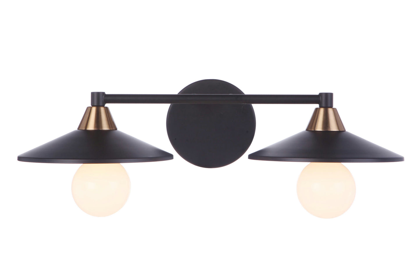 Isaac 2 Light Vanity in Flat Black / Satin Brass