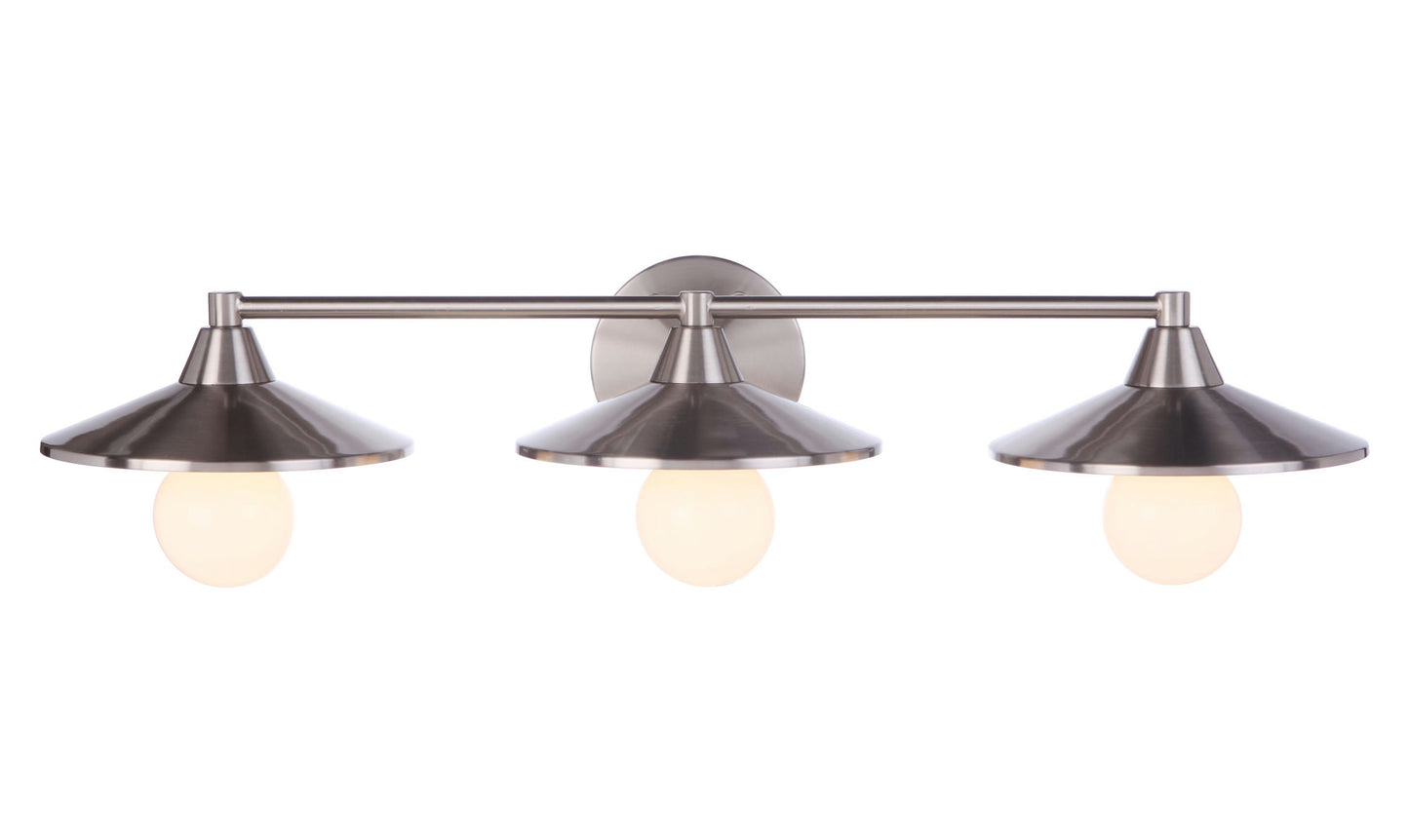 Isaac 3 Light Vanity in Brushed Polished Nickel