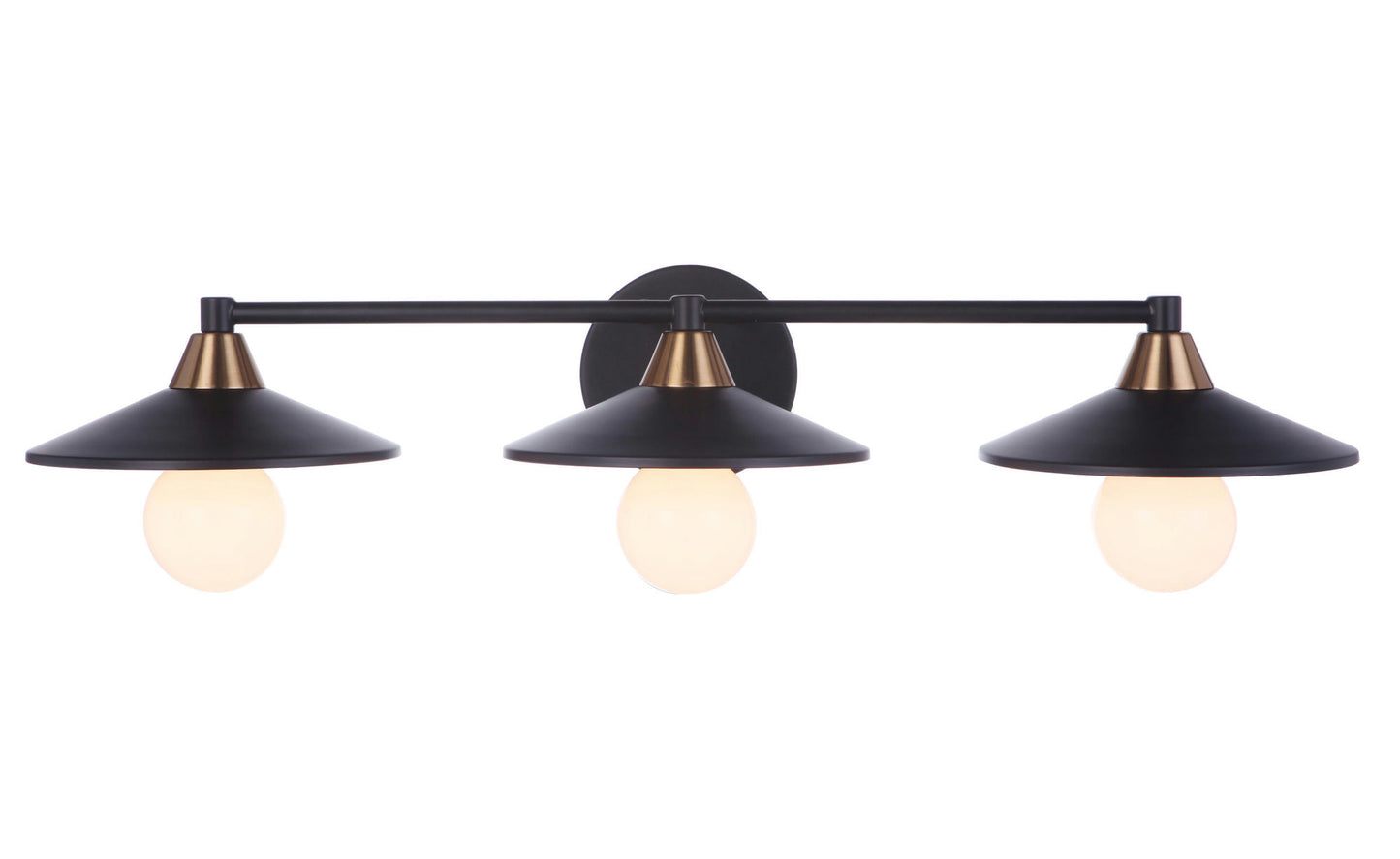 Isaac 3 Light Vanity in Flat Black / Satin Brass