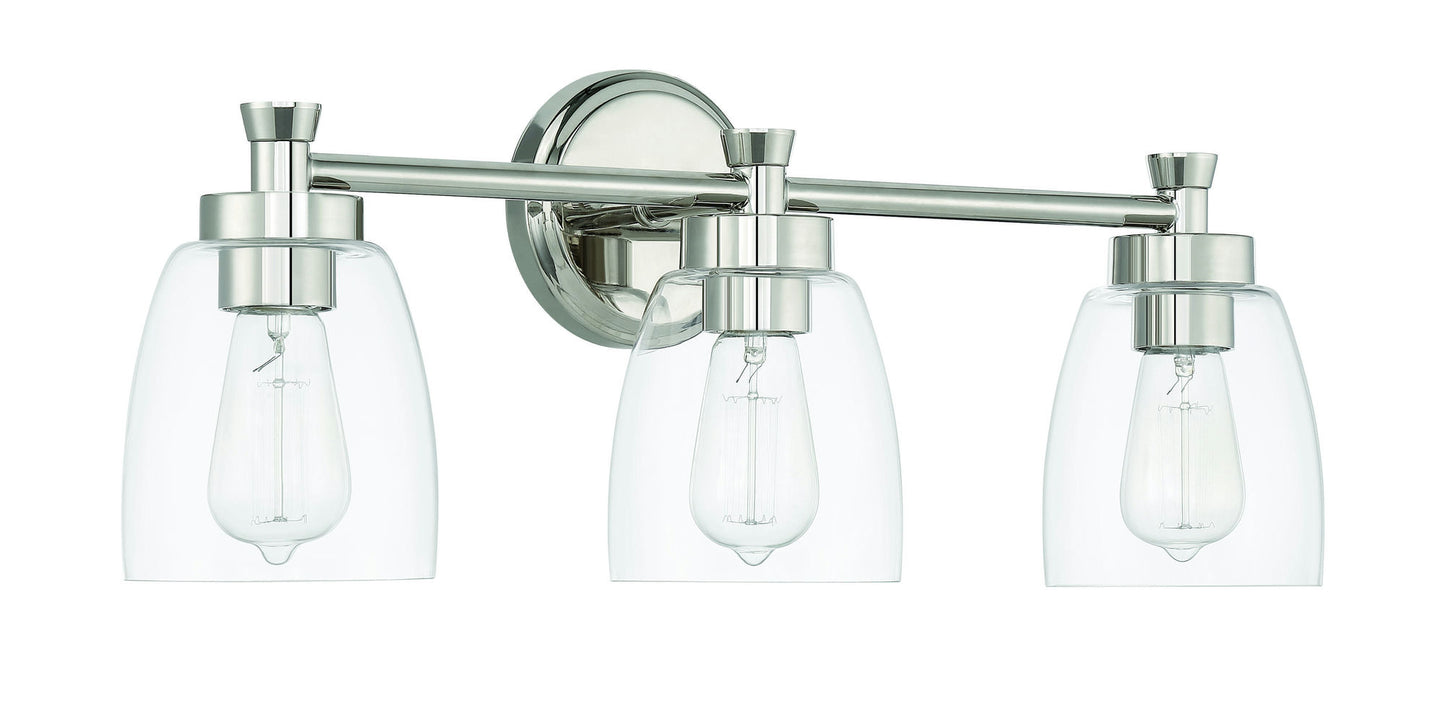 Henning 3 Light Vanity Clear Glass, - PLN