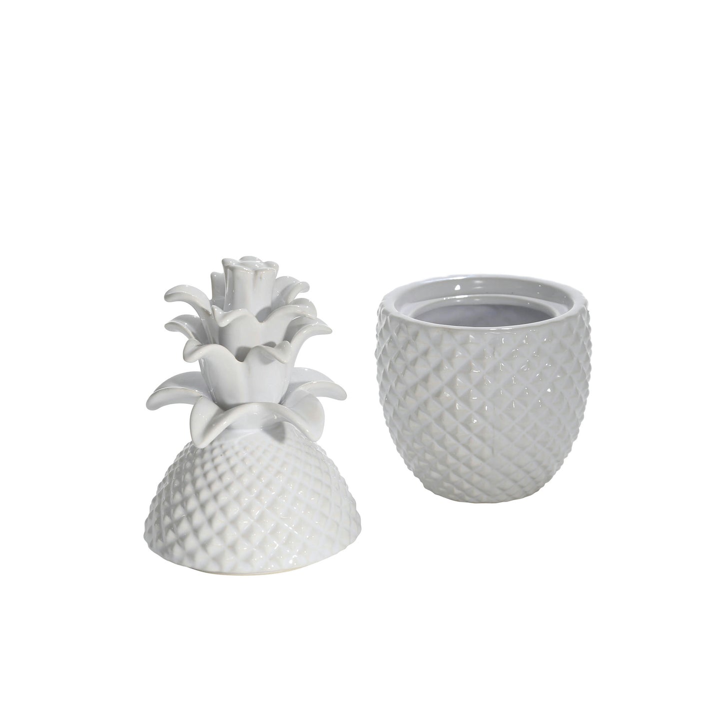 Ec, White Pineapple Jar 8.75"