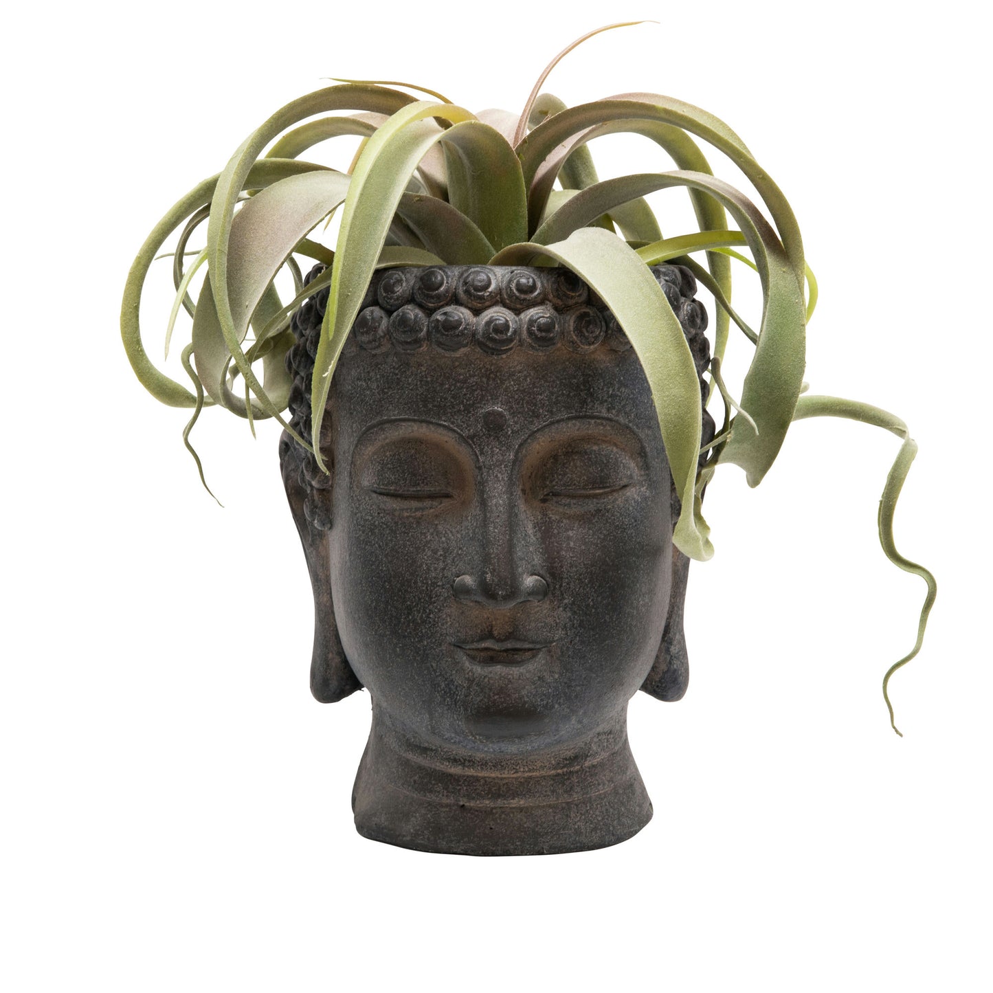 Resin 9" Buddha Flower Pot, Black