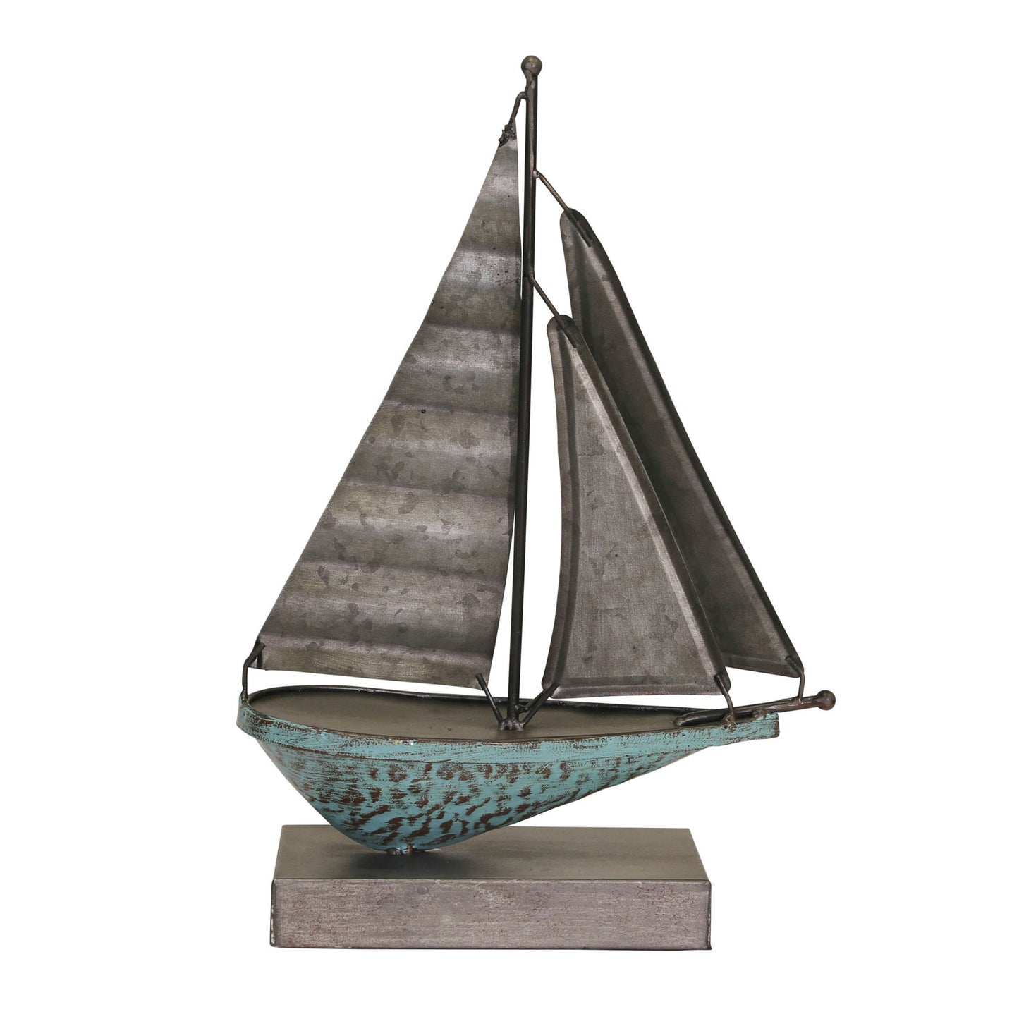 Teal/galvanized Metalsailboat, 11.25"