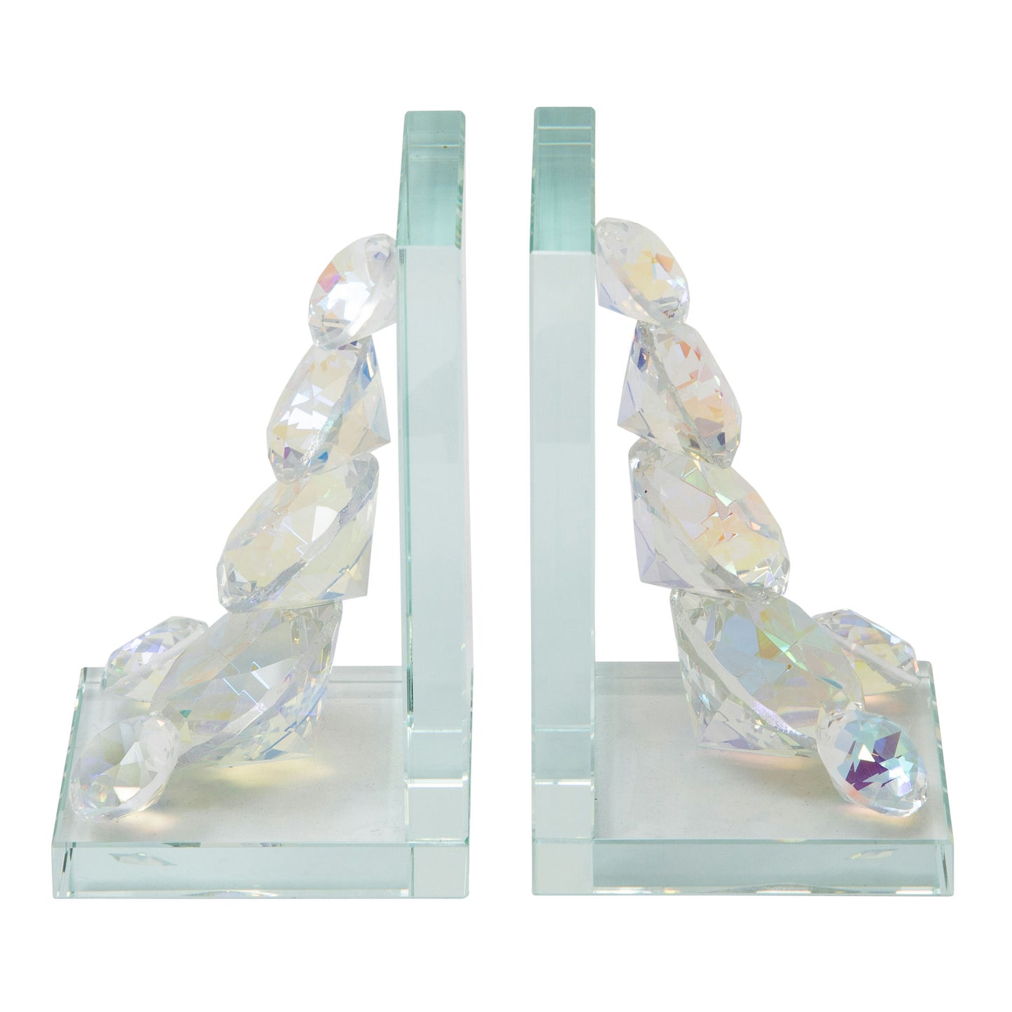 S/2 Crystal Diamond Bookends, Rainbow