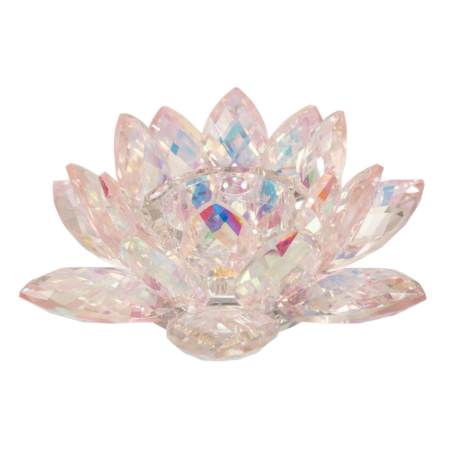 Blush Crystal Lotus Votive Holder 8.25"