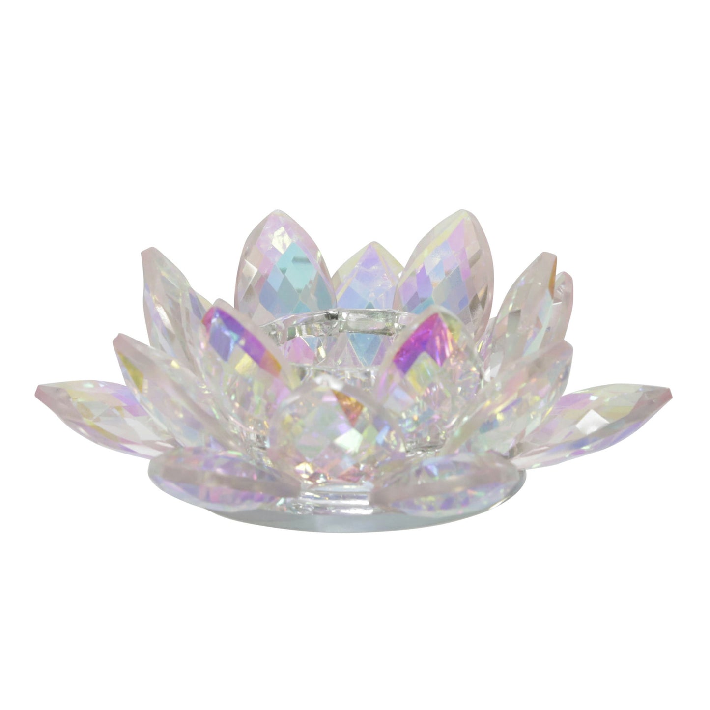 Blush Crystal Lotus Votive Holder 6"