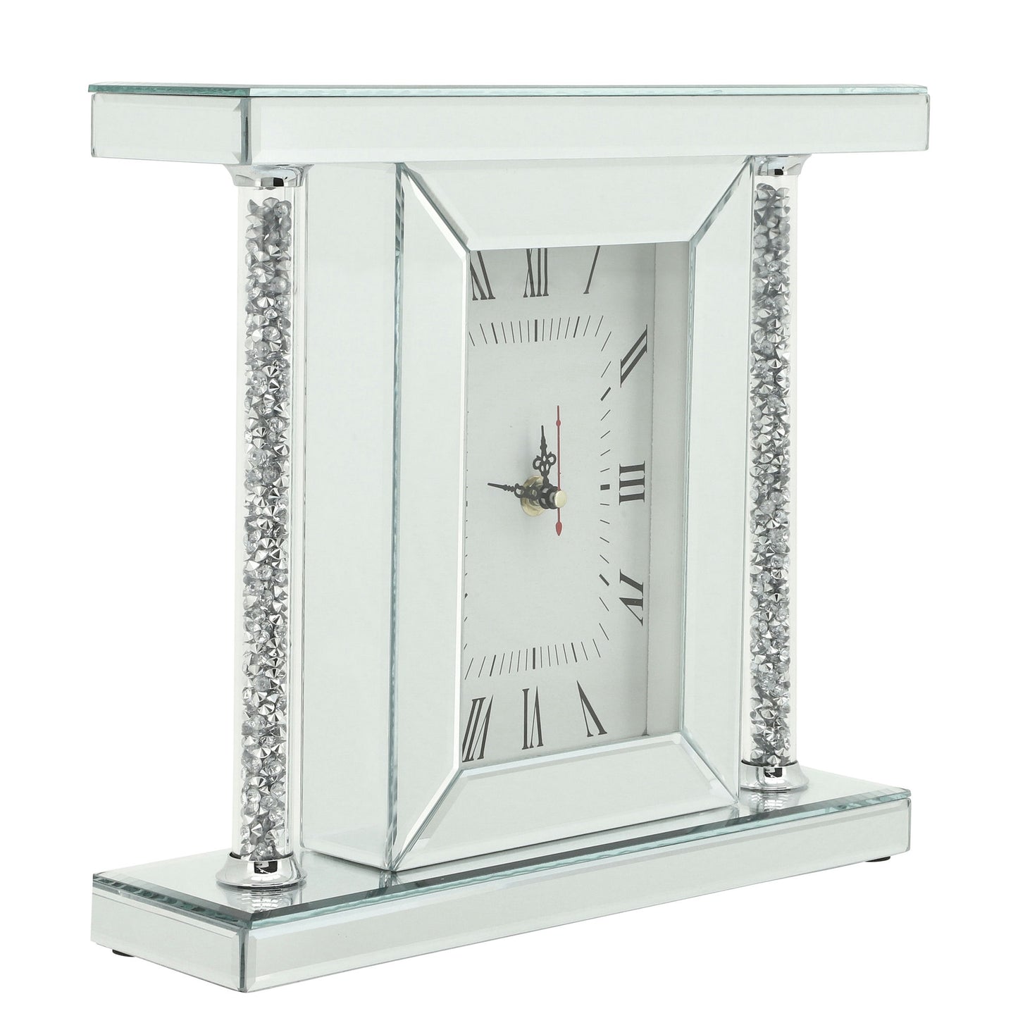 Mirrored & Glitter Table Clock, 7.75"