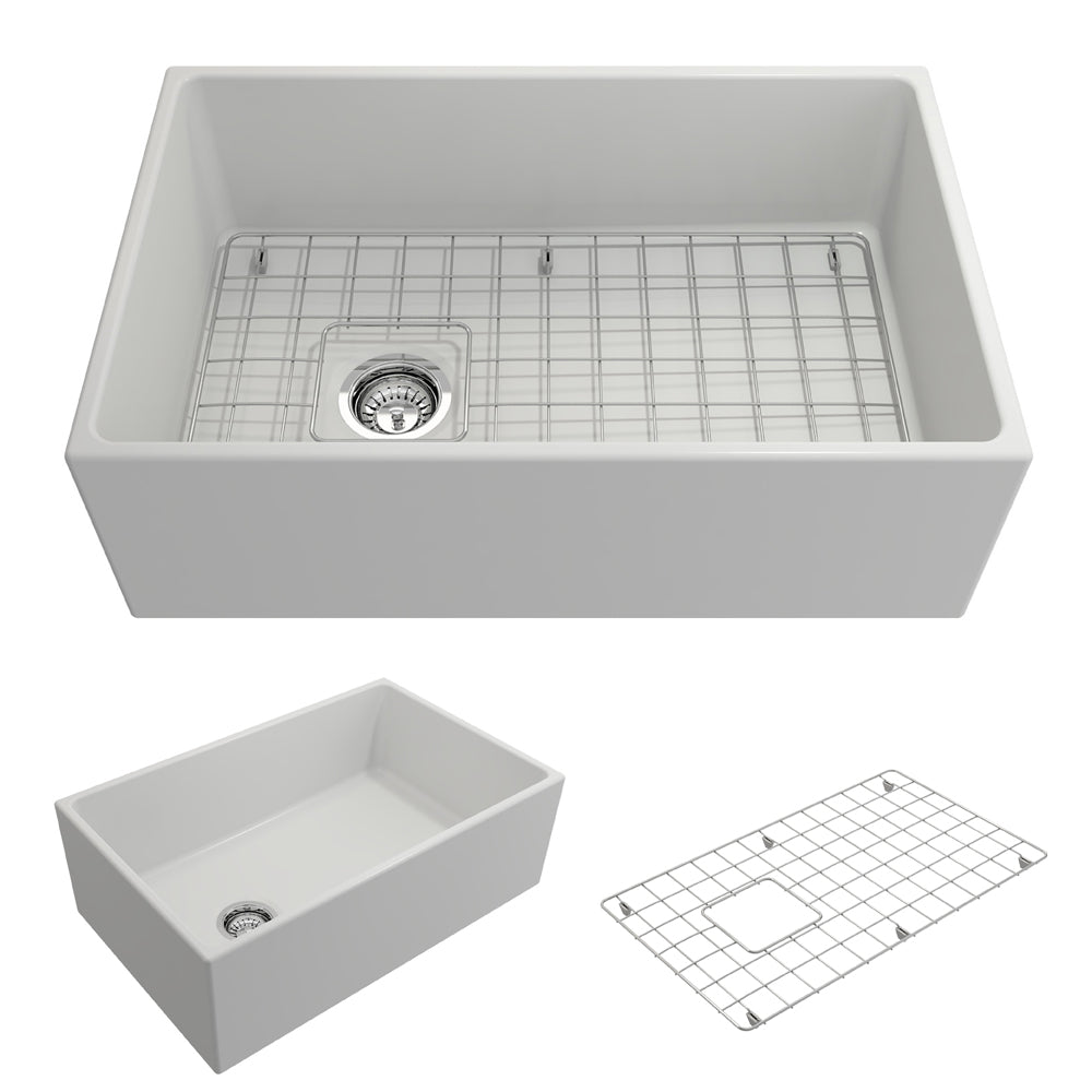 Contempo Apron Front Fireclay 30" Single Bowl Kitchen Sink in Matte White