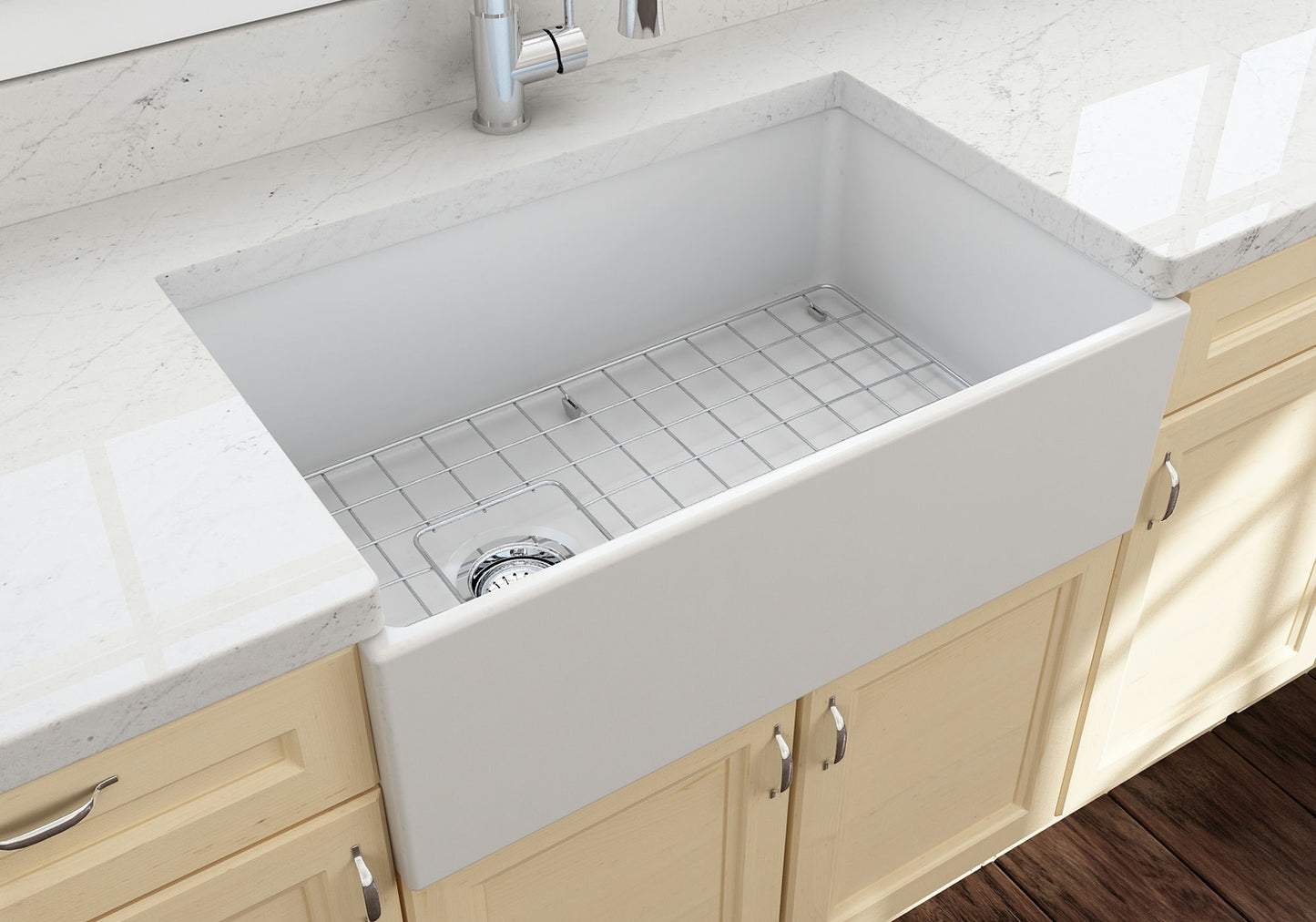Contempo Apron Front Fireclay 30" Single Bowl Kitchen Sink in Matte White