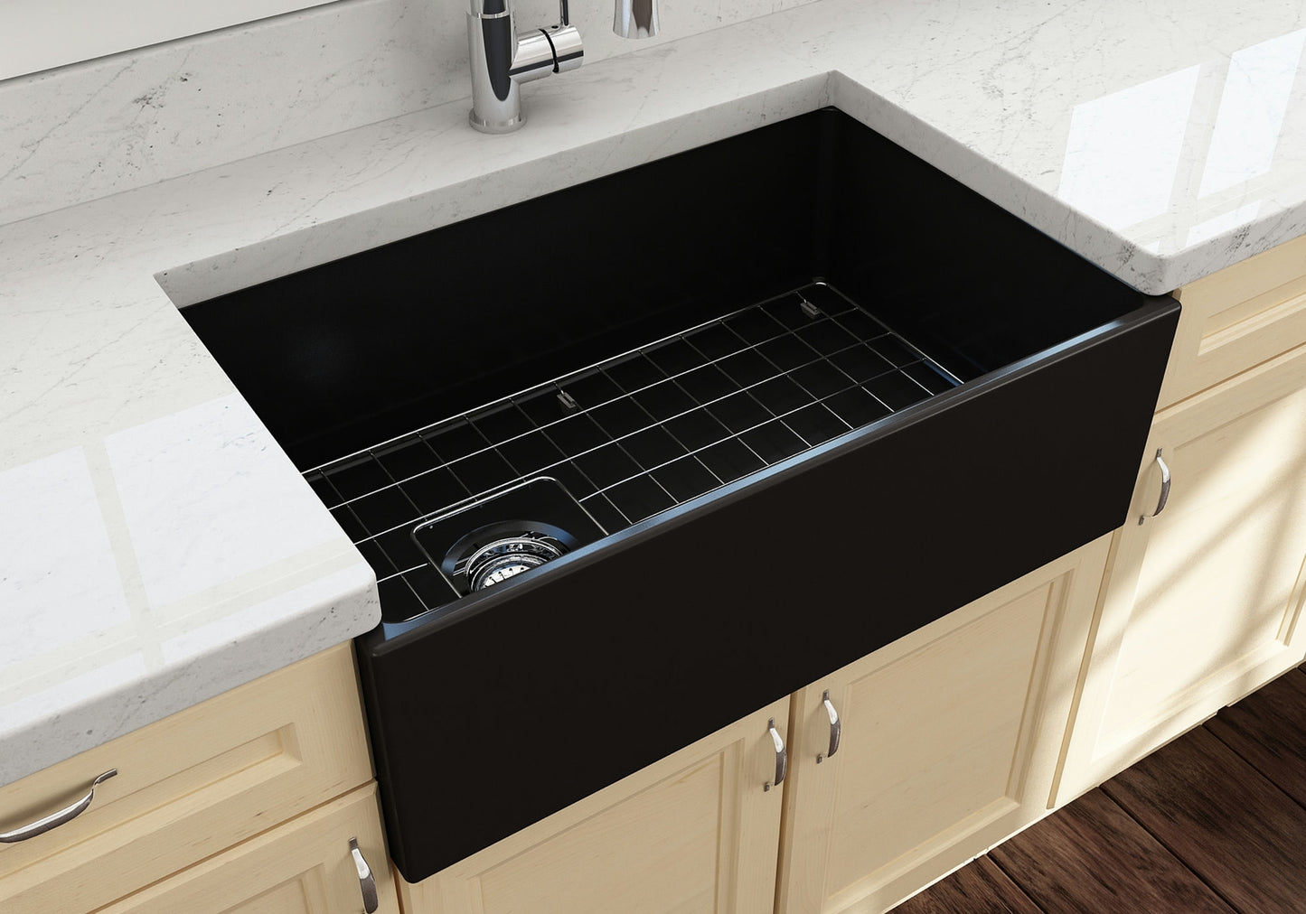 Contempo Apron Front Fireclay 30" Single Bowl Kitchen Sink in Matte Black