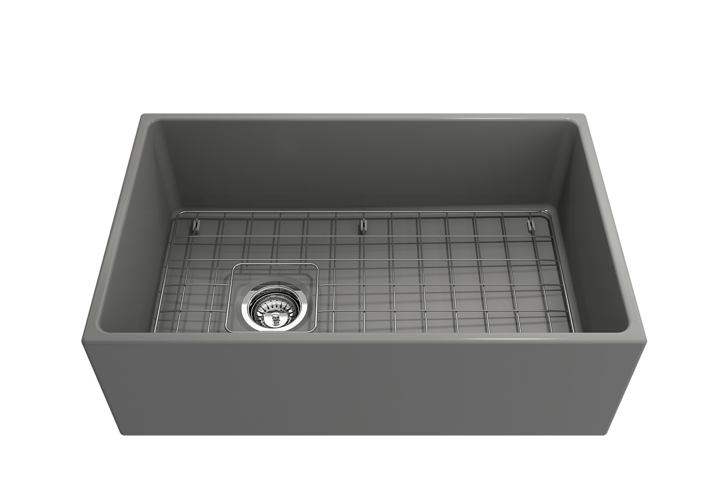 Contempo Apron Front Fireclay 30" Single Bowl Kitchen Sink in Matte Gray