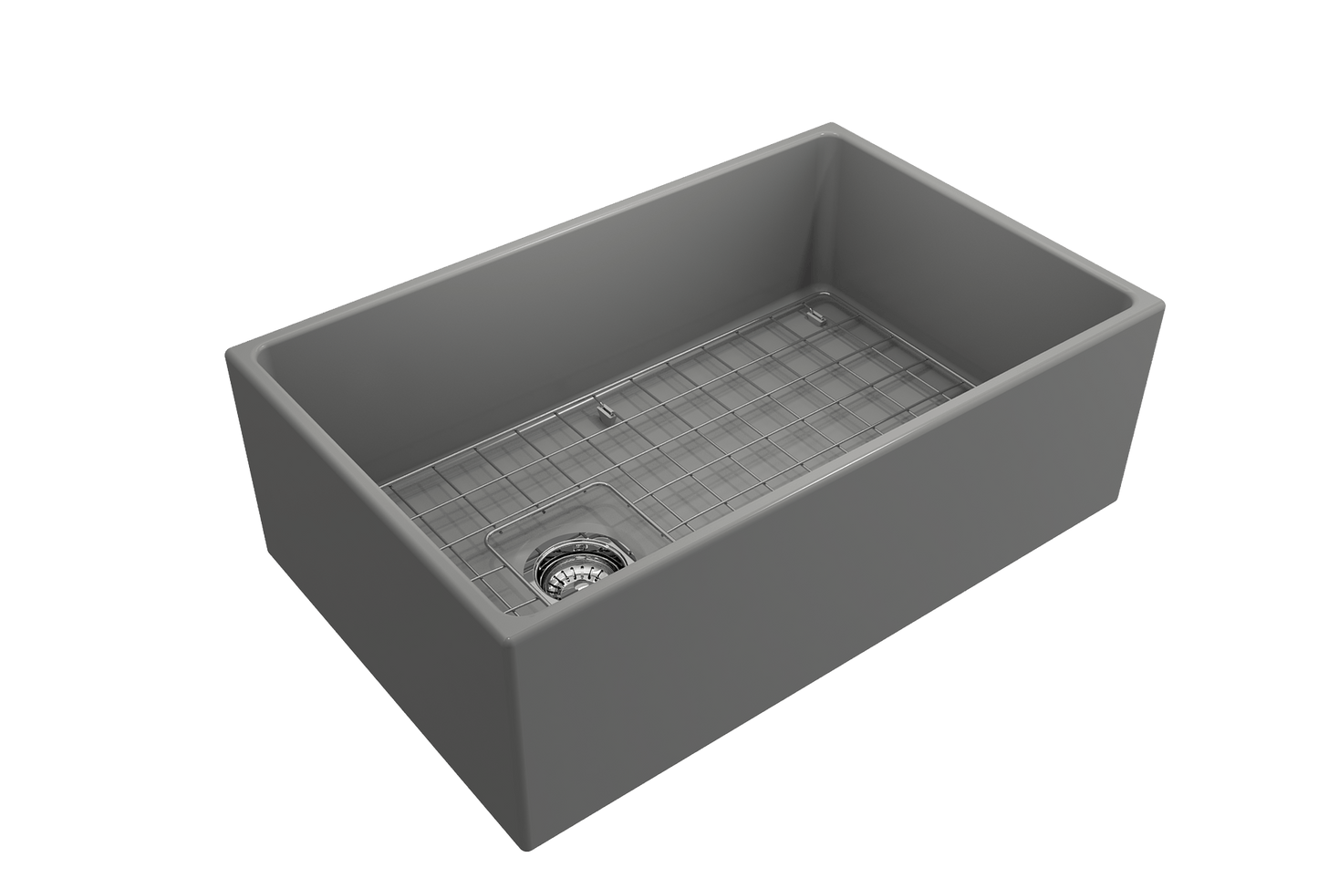 Contempo Apron Front Fireclay 30" Single Bowl Kitchen Sink in Matte Gray