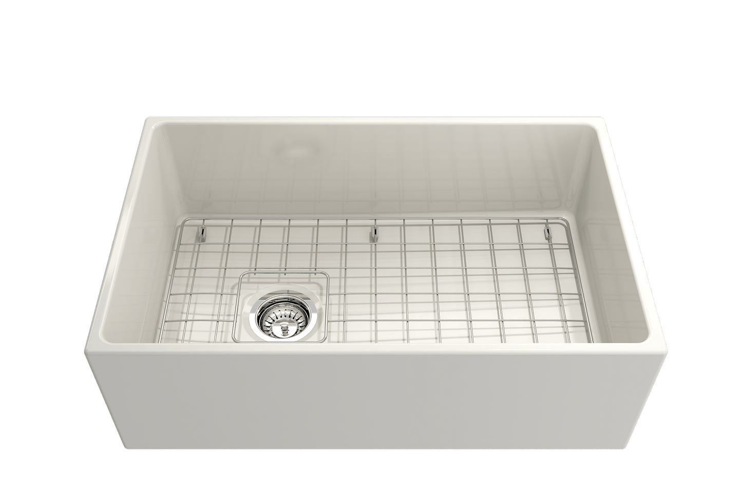 Contempo Apron Front Fireclay 30" Single Bowl Kitchen Sink in Biscuit