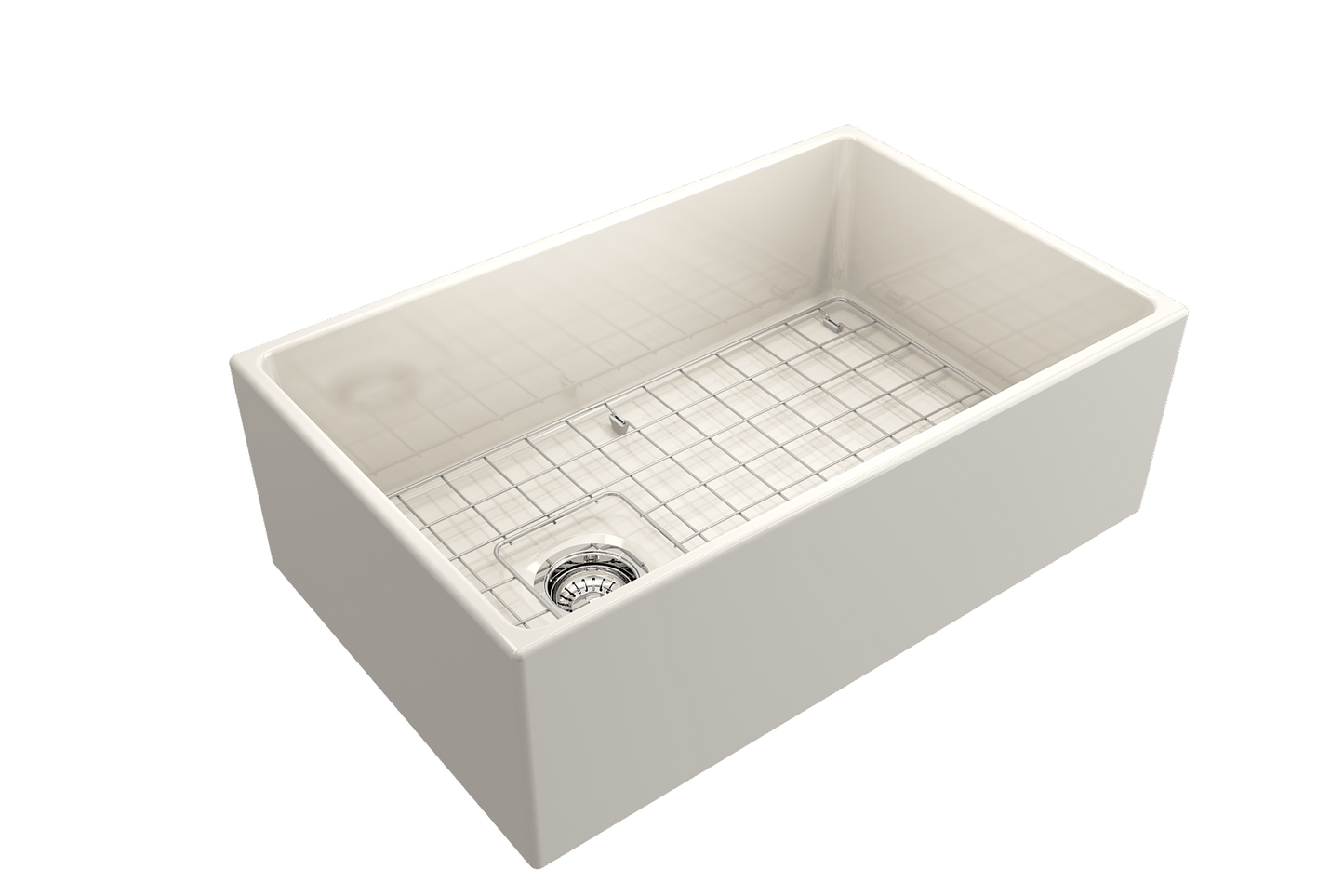 Contempo Apron Front Fireclay 30" Single Bowl Kitchen Sink in Biscuit