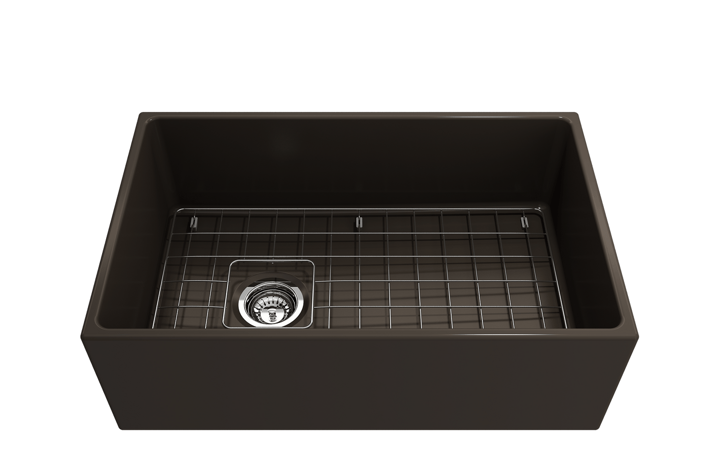 Contempo Apron Front Fireclay 30" Single Bowl Kitchen Sink in Matte Brown