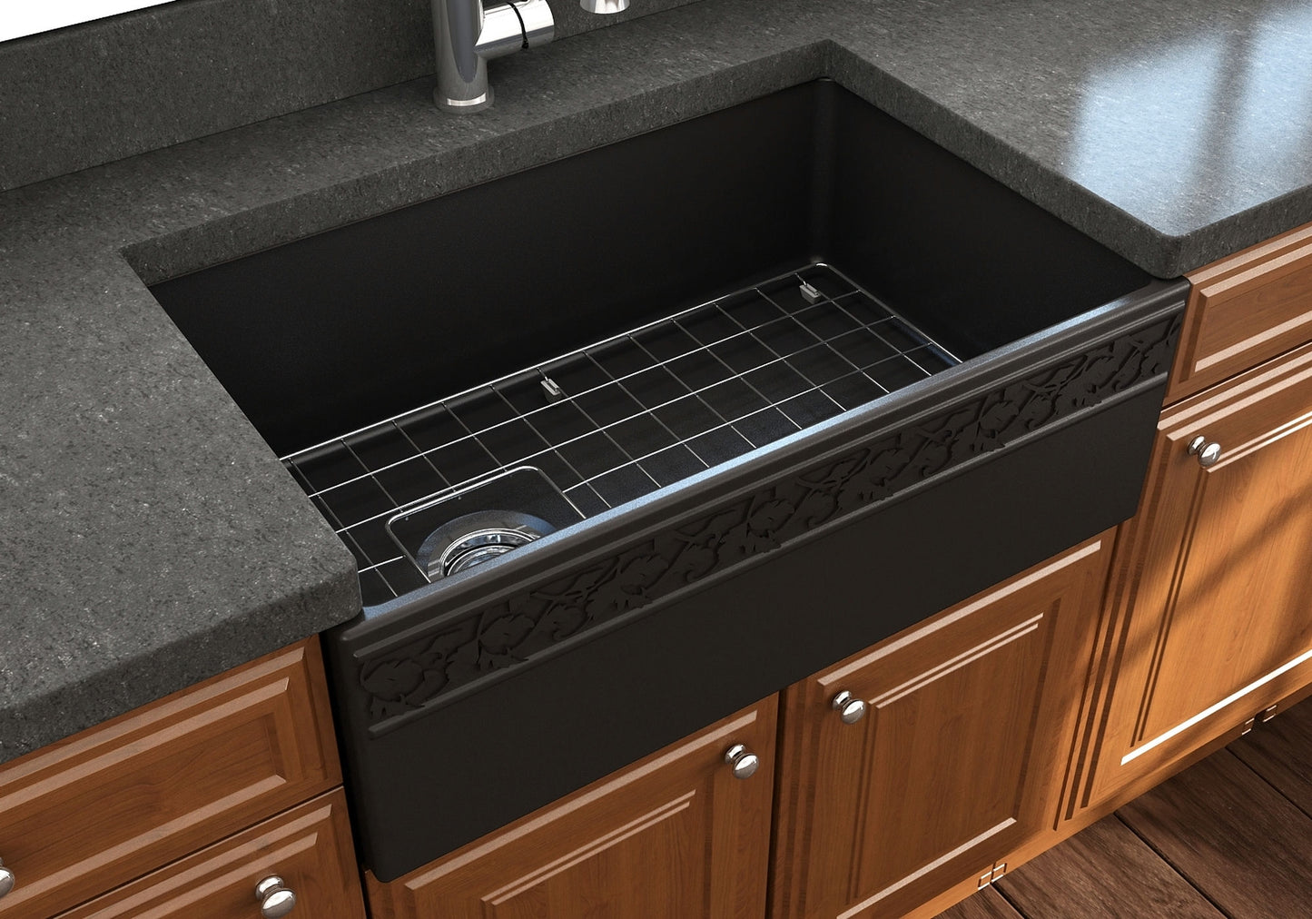 Vigneto Apron Front Fireclay 30" Single Bowl Kitchen Sink in Matte Black