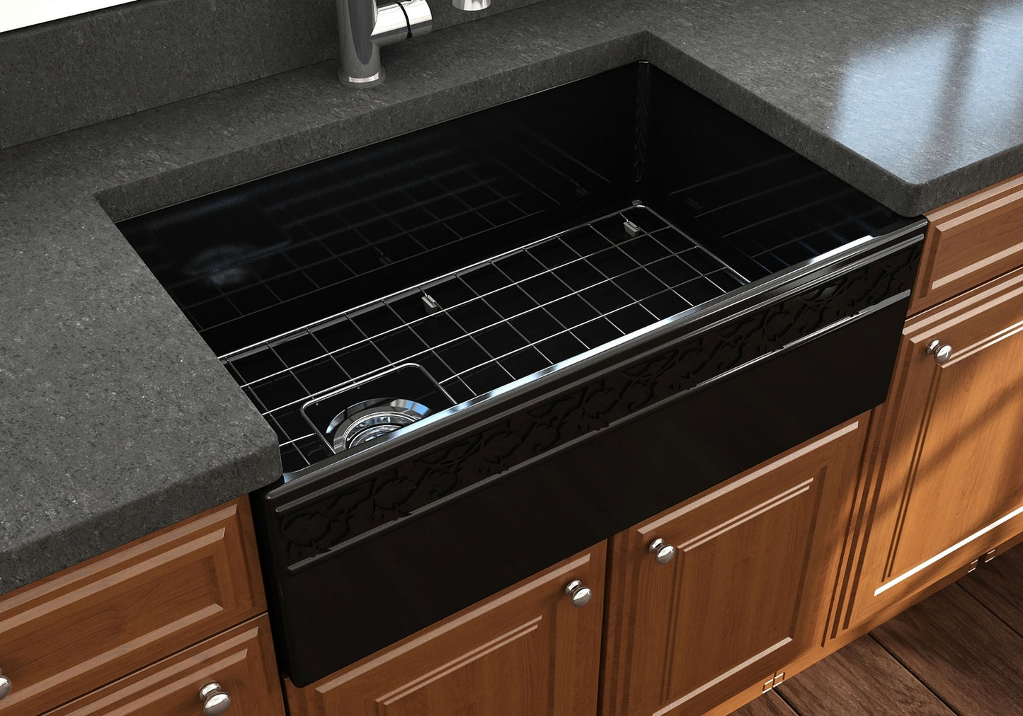 Vigneto Apron Front Fireclay 30" Single Bowl Kitchen Sink in Black