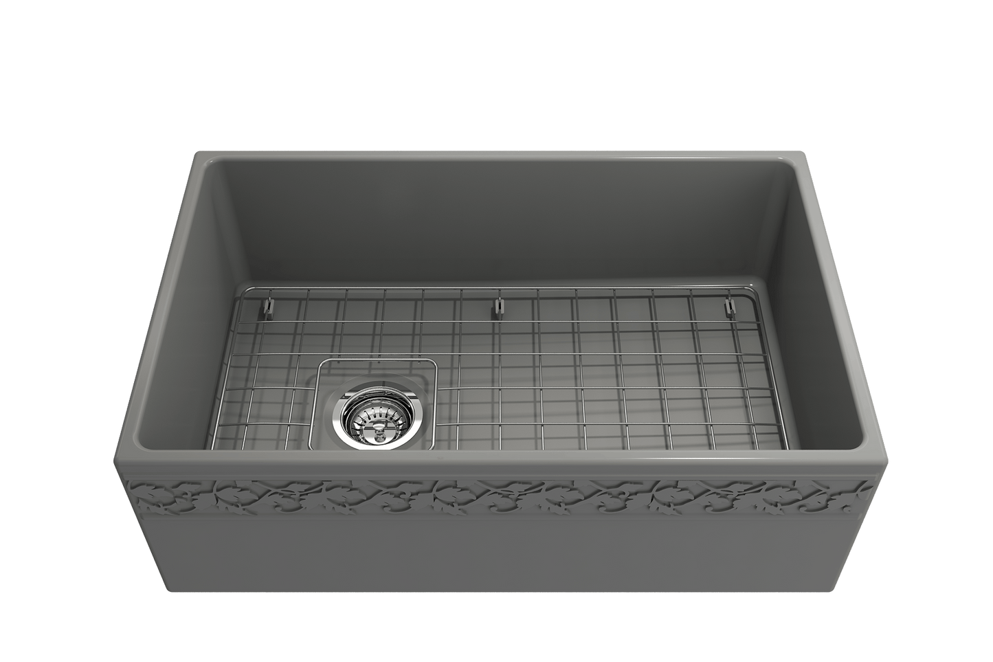 Vigneto Apron Front Fireclay 30" Single Bowl Kitchen Sink in Matte Gray