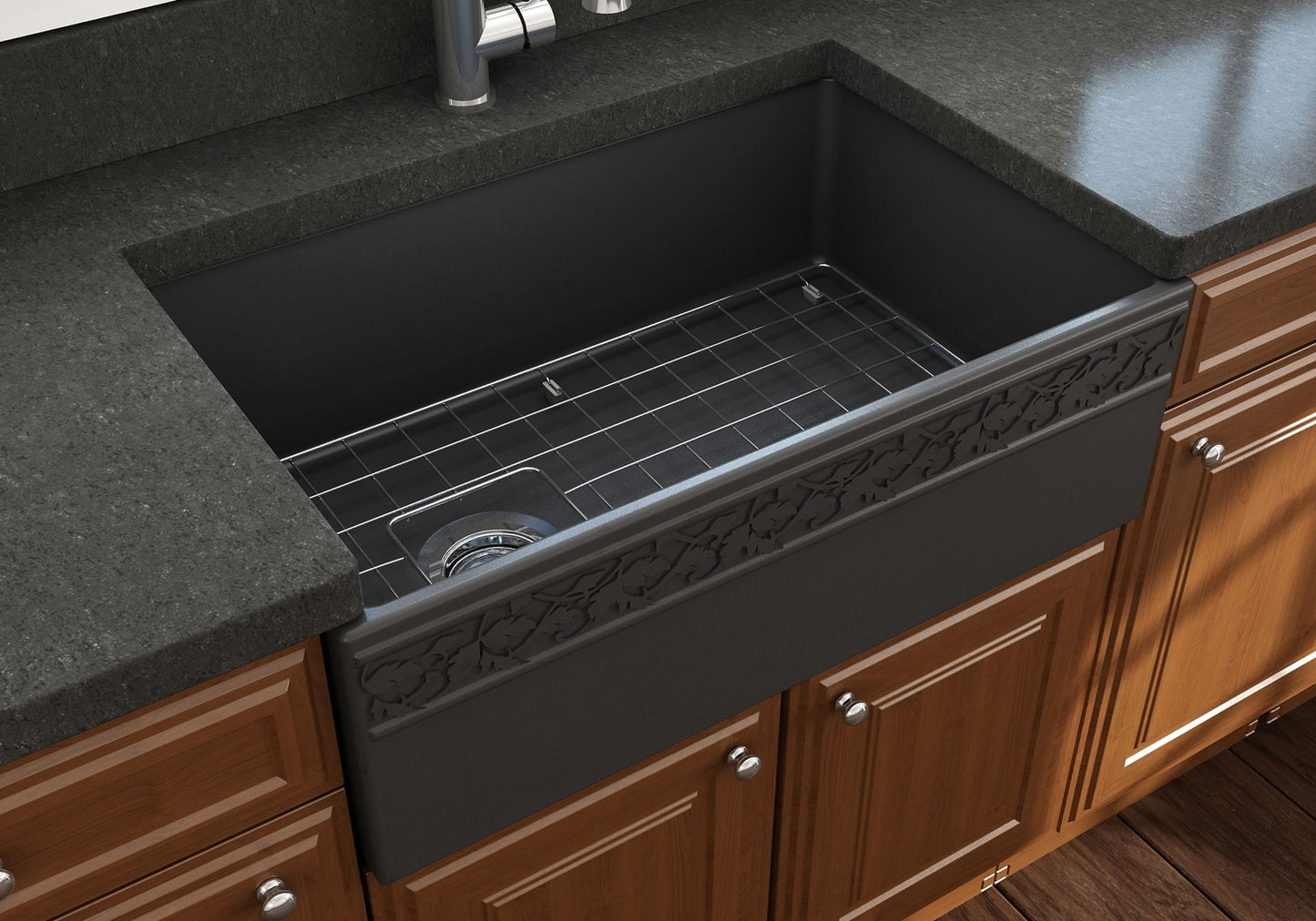 Vigneto Apron Front Fireclay 30" Single Bowl Kitchen Sink in Matte Dark Gray